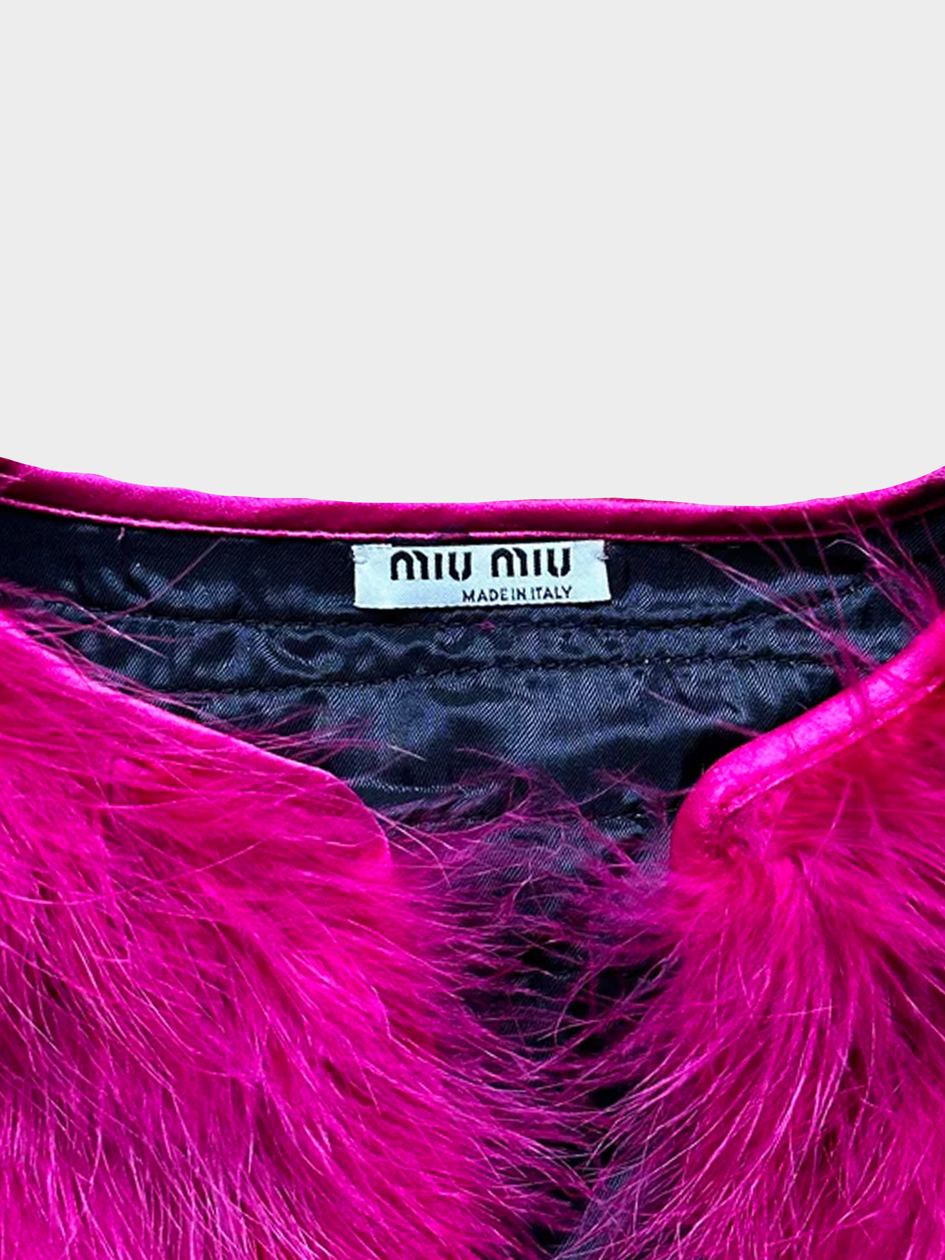 Miu Miu Late 2000s Fuschia Feather Jacket