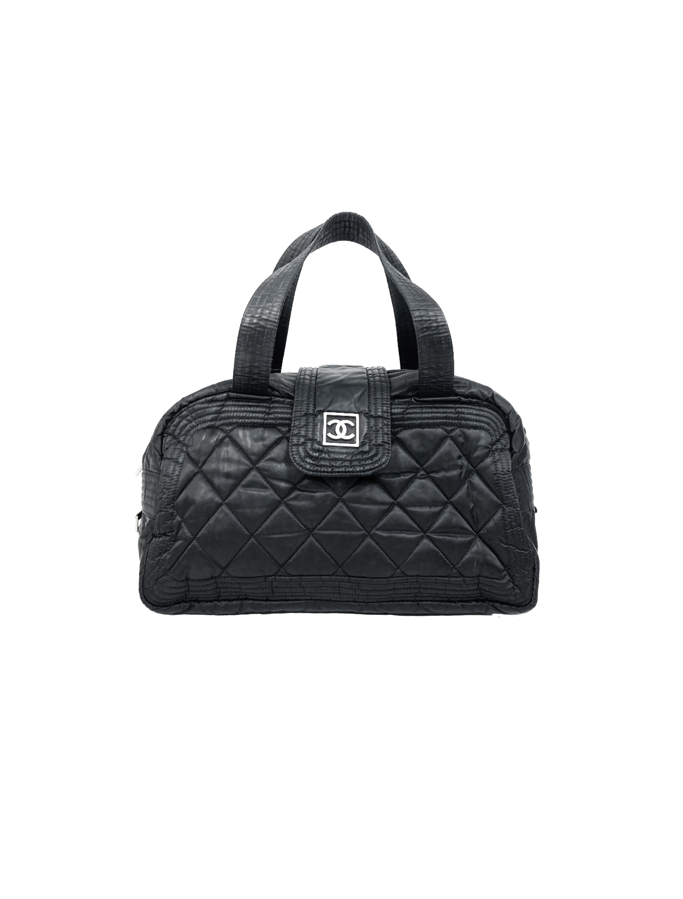 chanel quilted nylon tote black