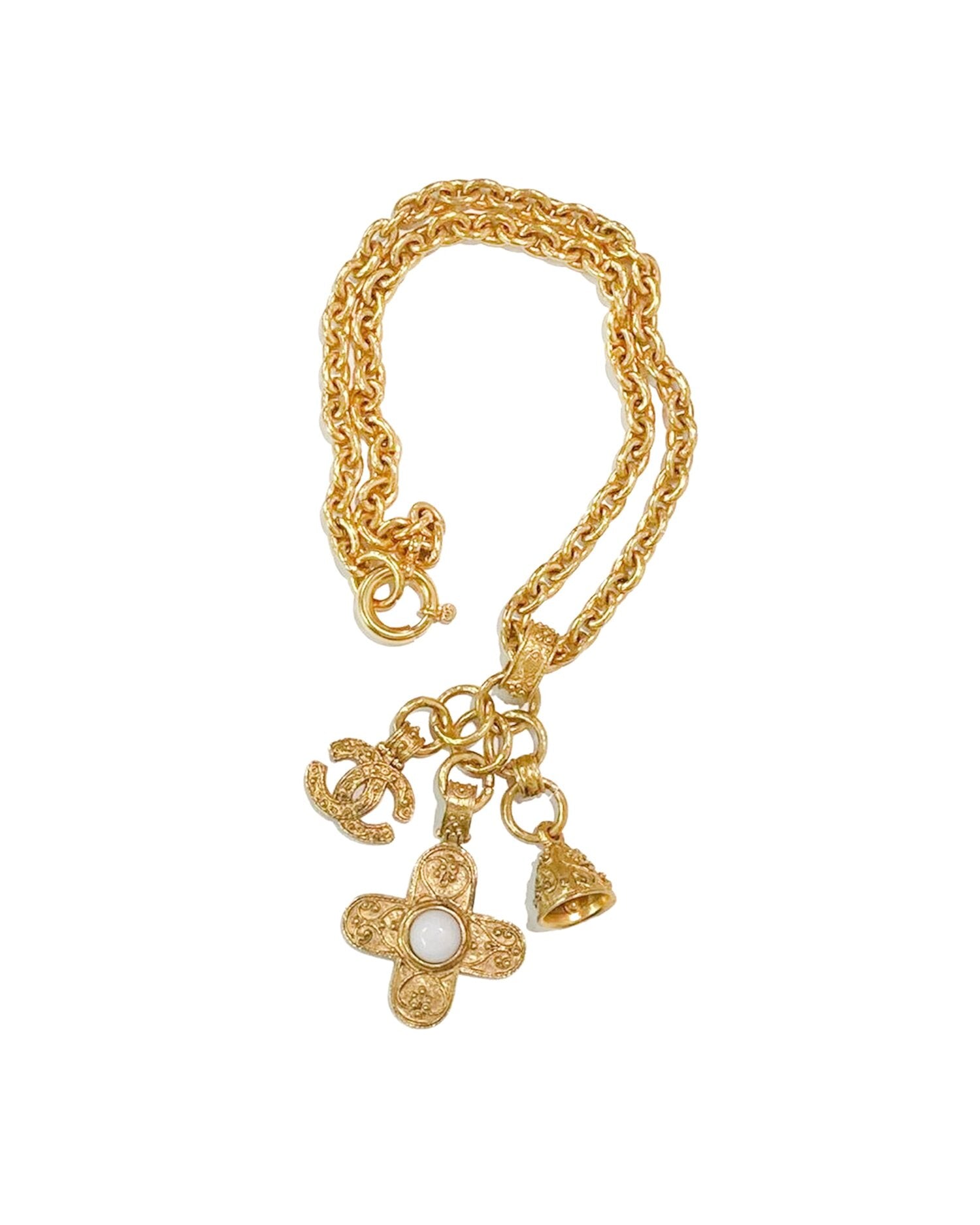 Chanel Rare 1994 Gold Cross Charms Necklace