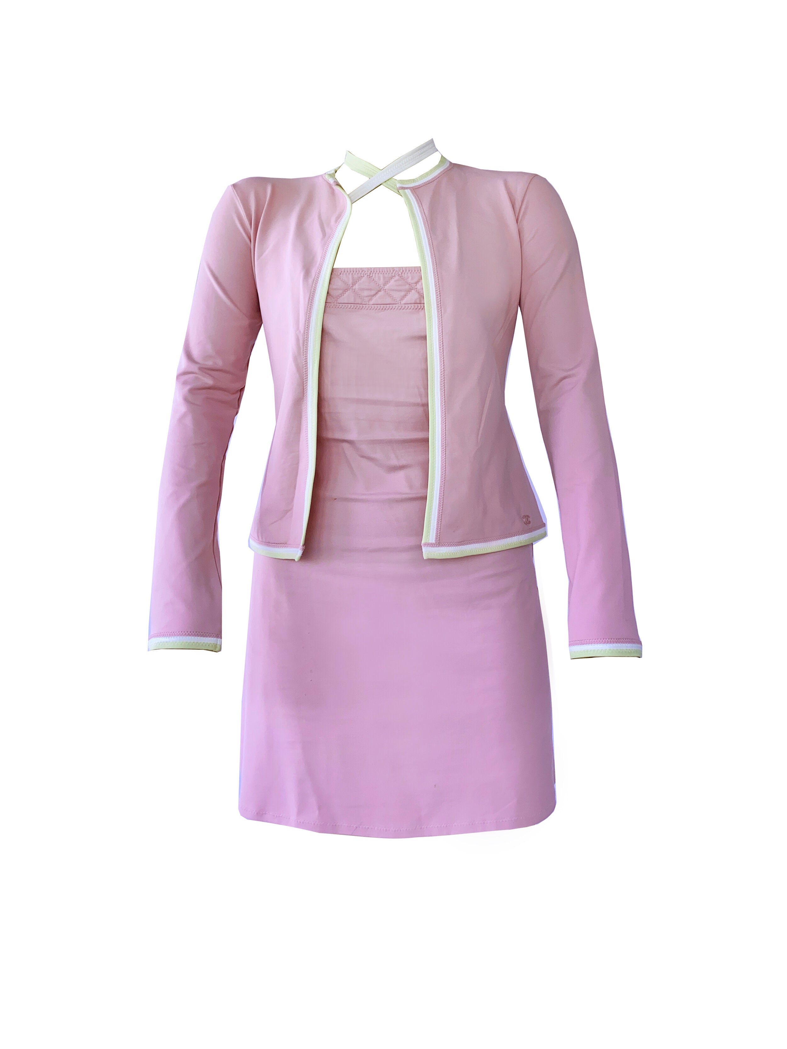 Chanel 2000s Rare Pink Jersey Dress Set