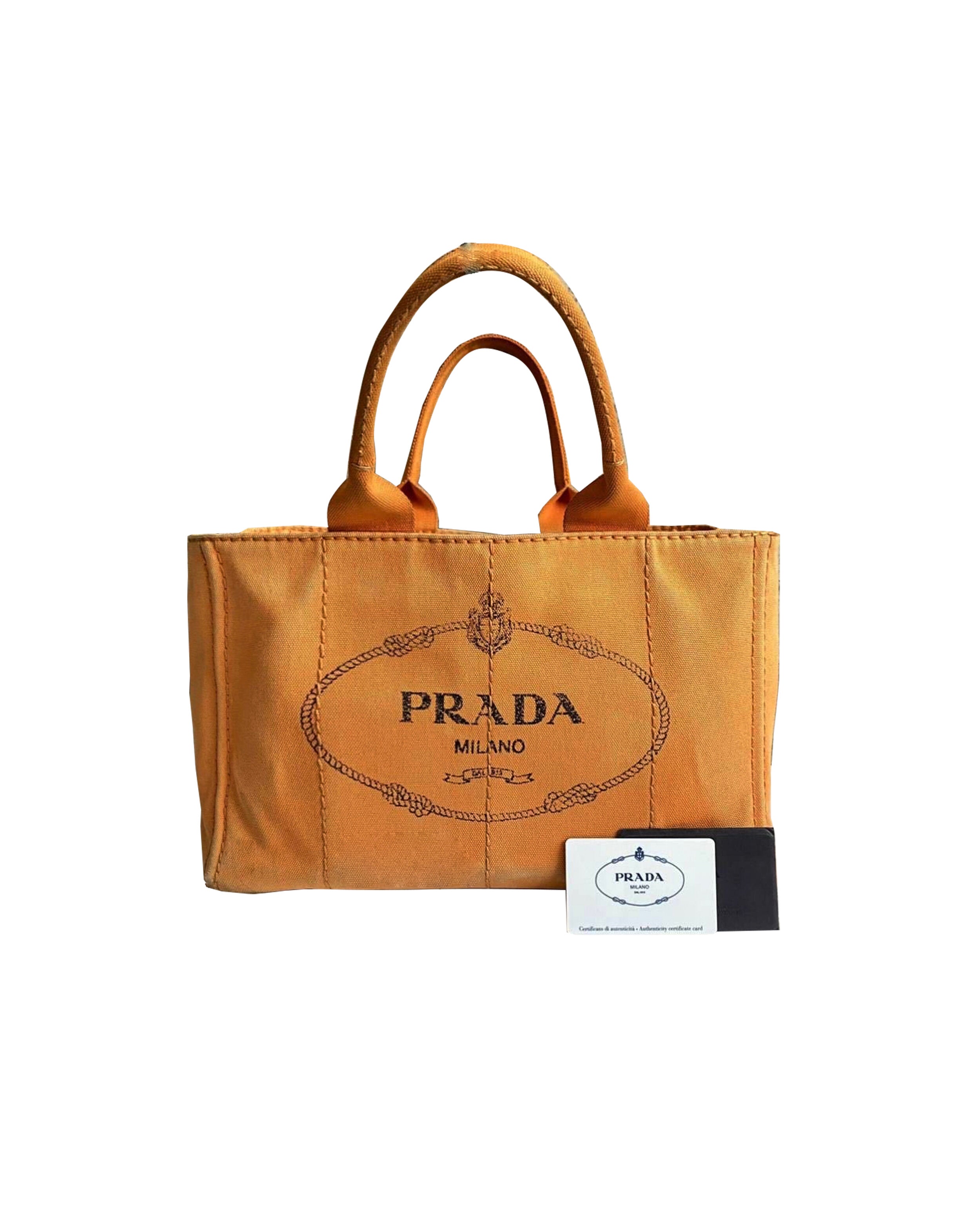 Prada 2000s Denim Orange Tote Bag