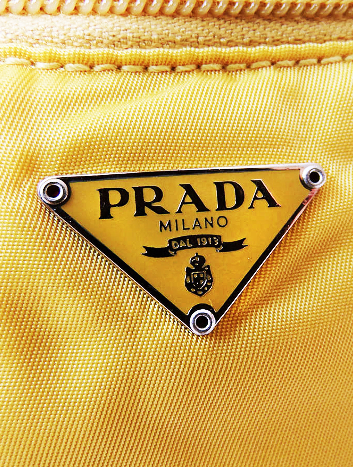 Prada 2000s Yellow Nylon Vanity Zip Bag · INTO