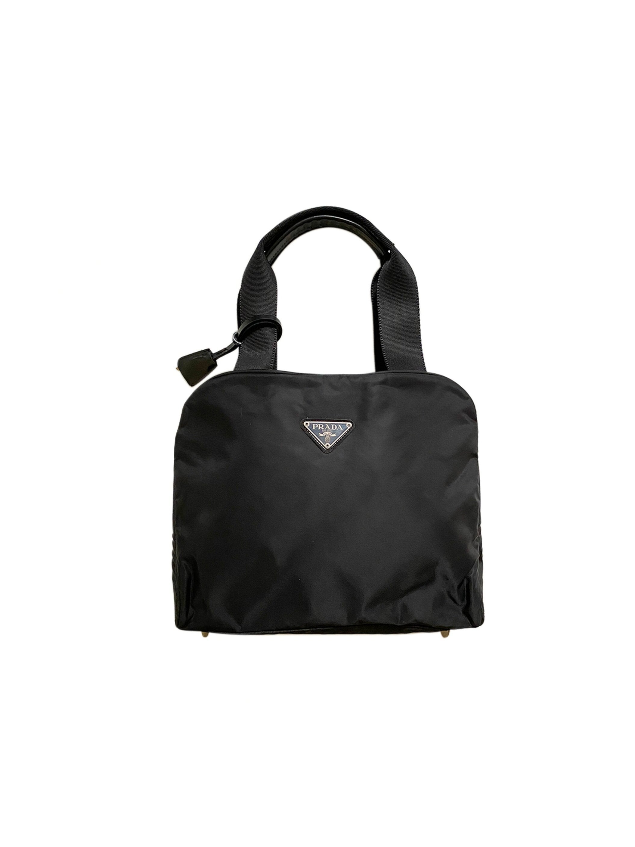 Prada 2000s Black Nylon Tote Handbag · INTO