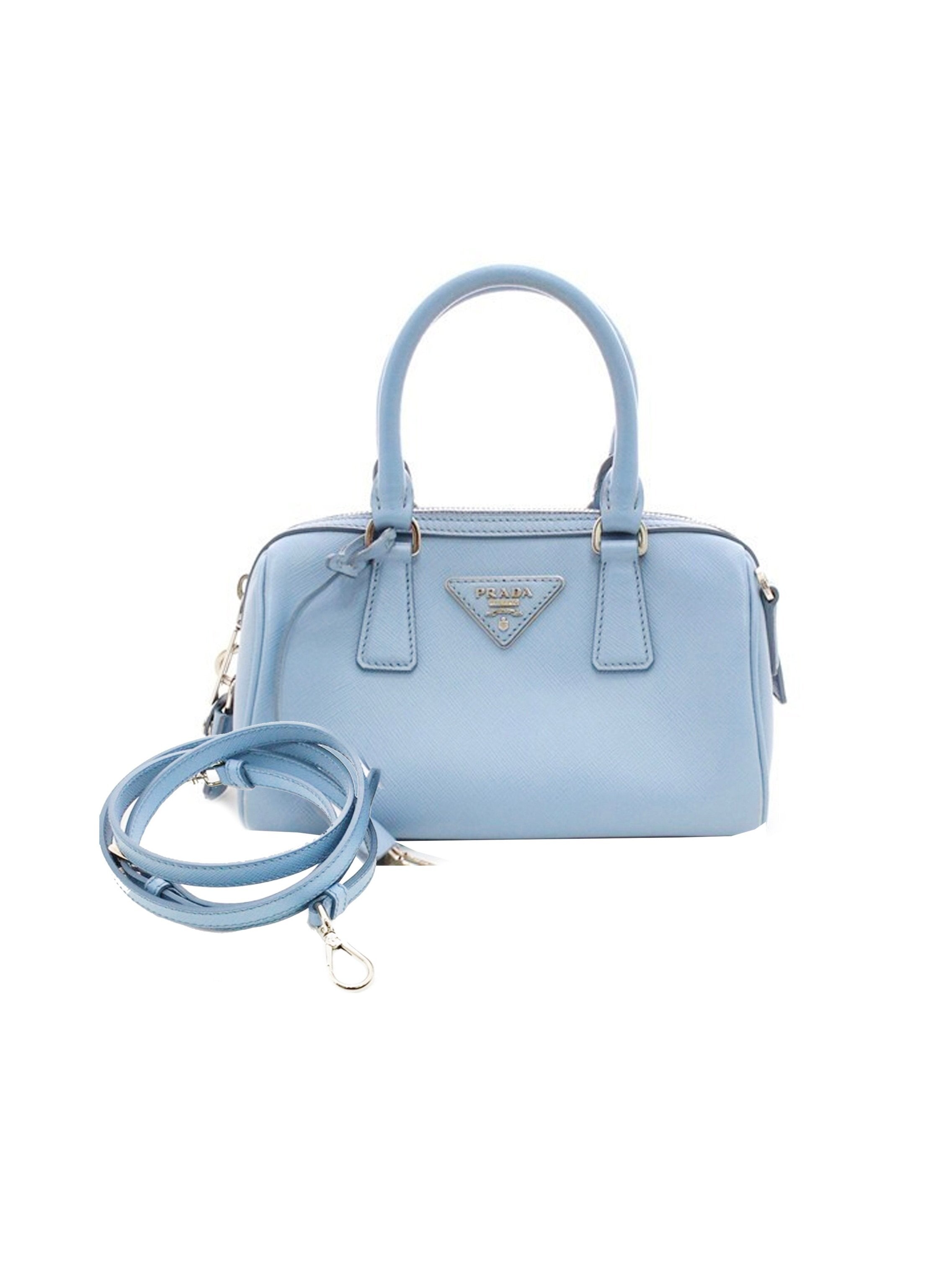 Prada 2010s Small Rare Saffiano Leather Baby Blue Bag
