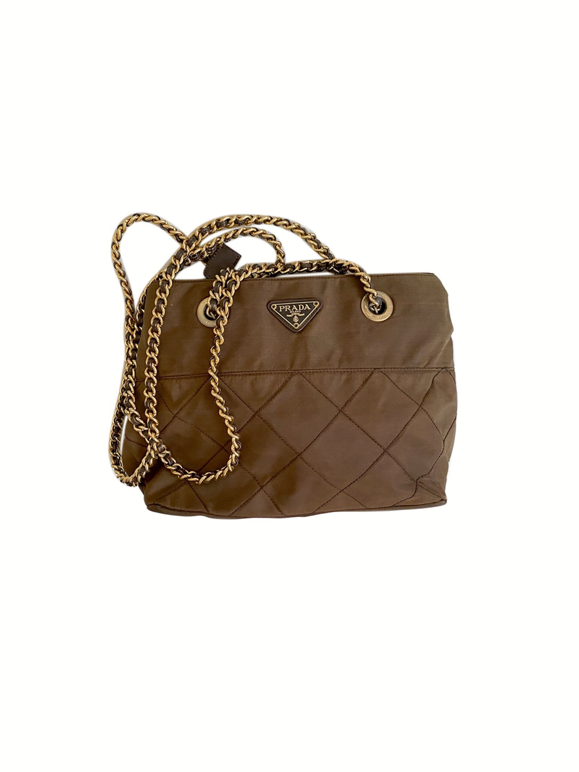 Prada 2000s Brown Jacquard One Shoulder Bag · INTO