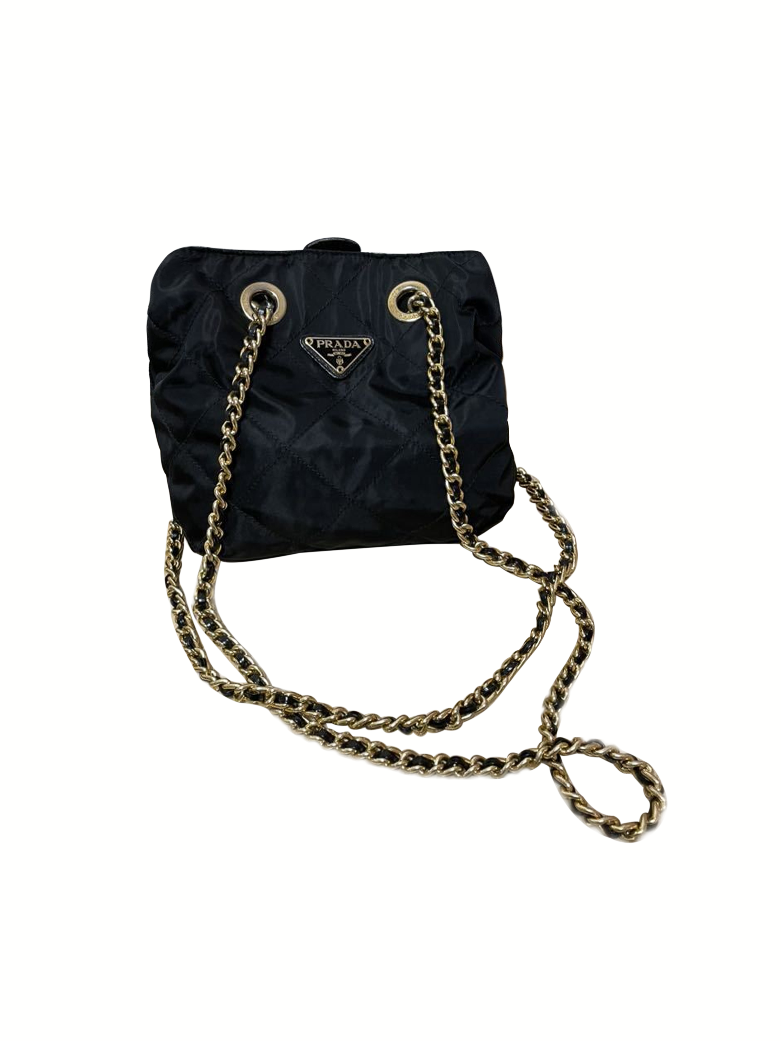 Prada 2000s Gold Chain Nylon Handbag · INTO