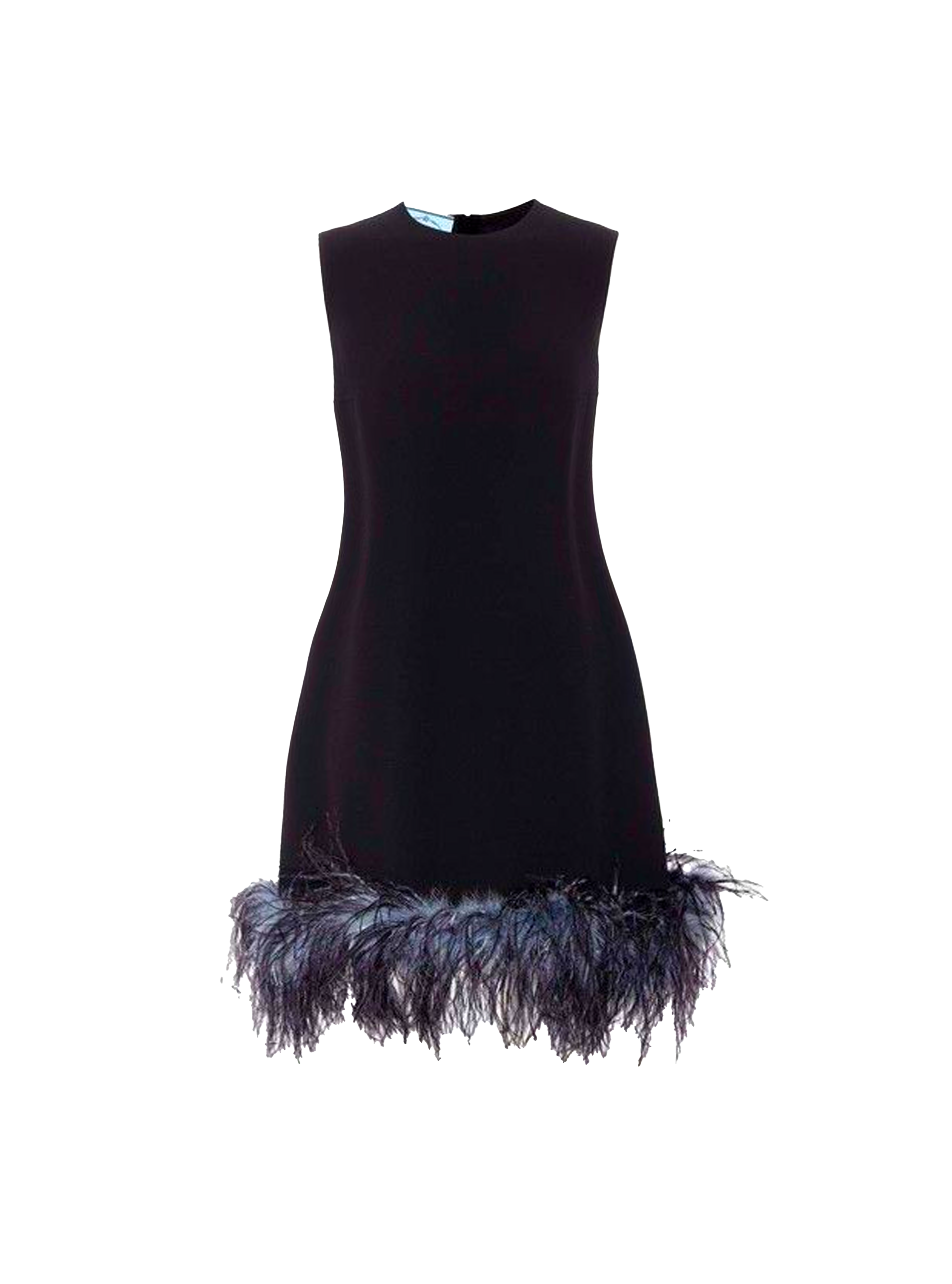 Prada 2018 Crepe de Chine Dress with Feather Hem