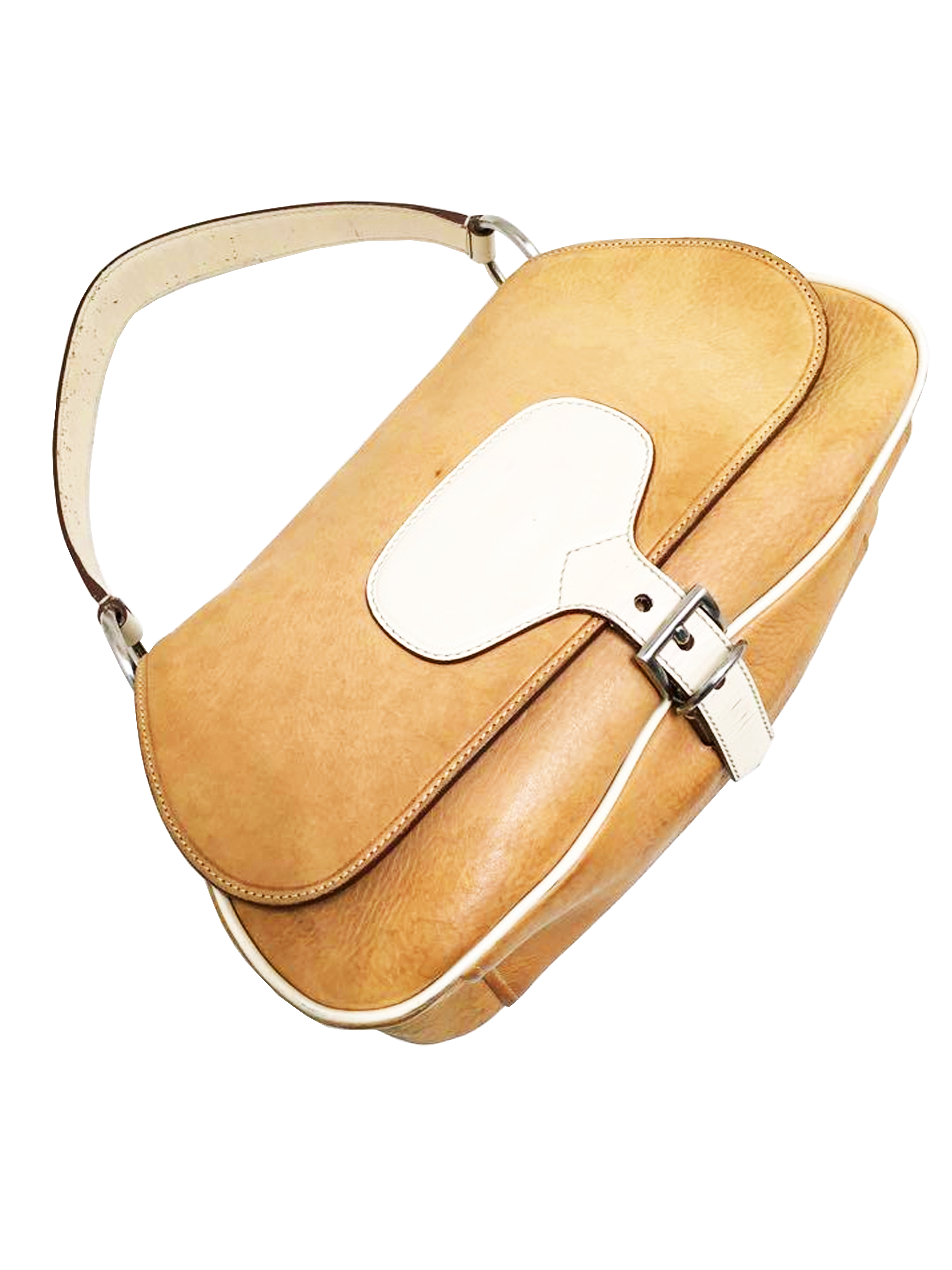Prada 2000s Brown Jacquard One Shoulder Bag · INTO