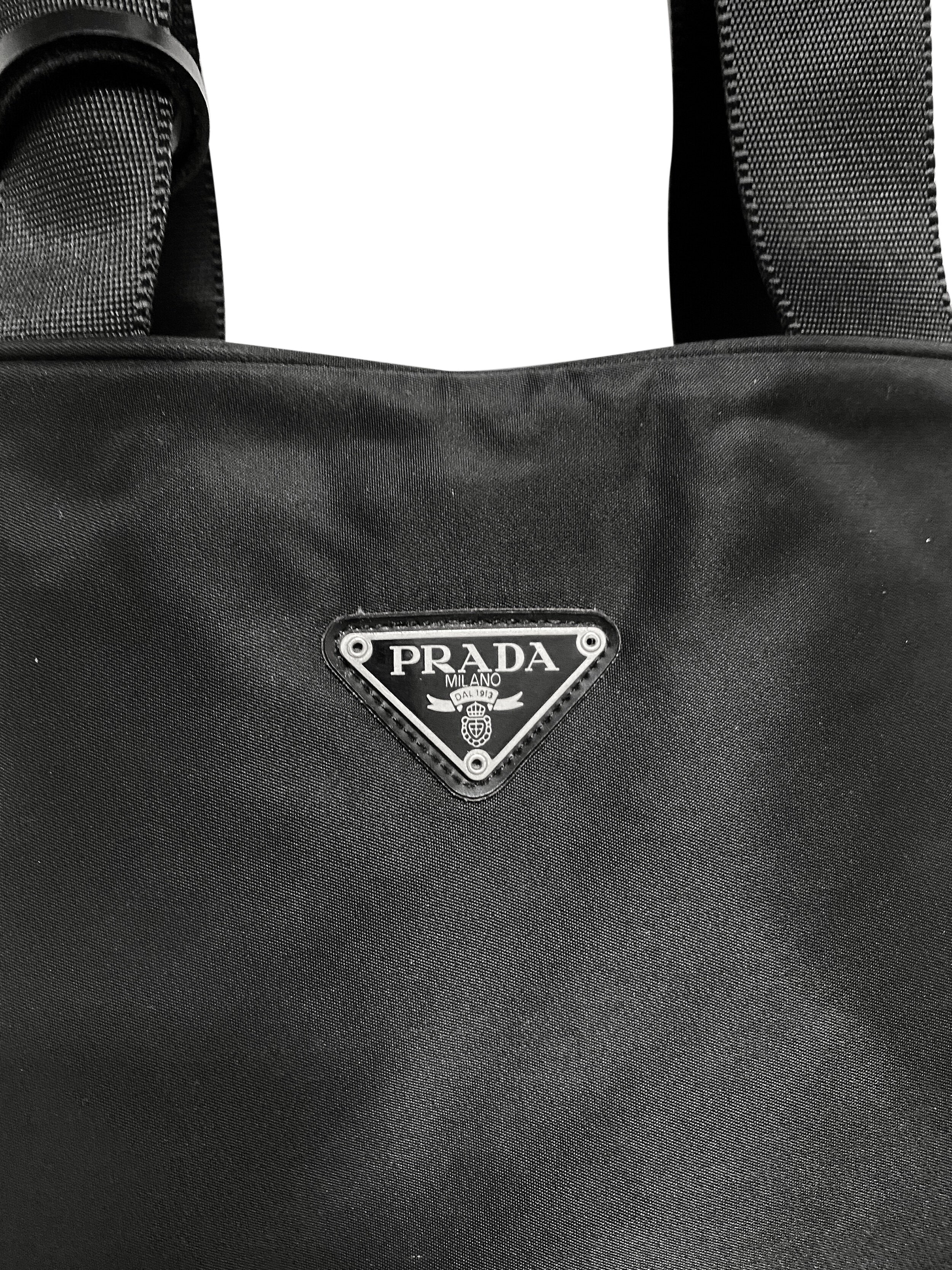 Prada 2000s Black Nylon Tote Handbag · INTO