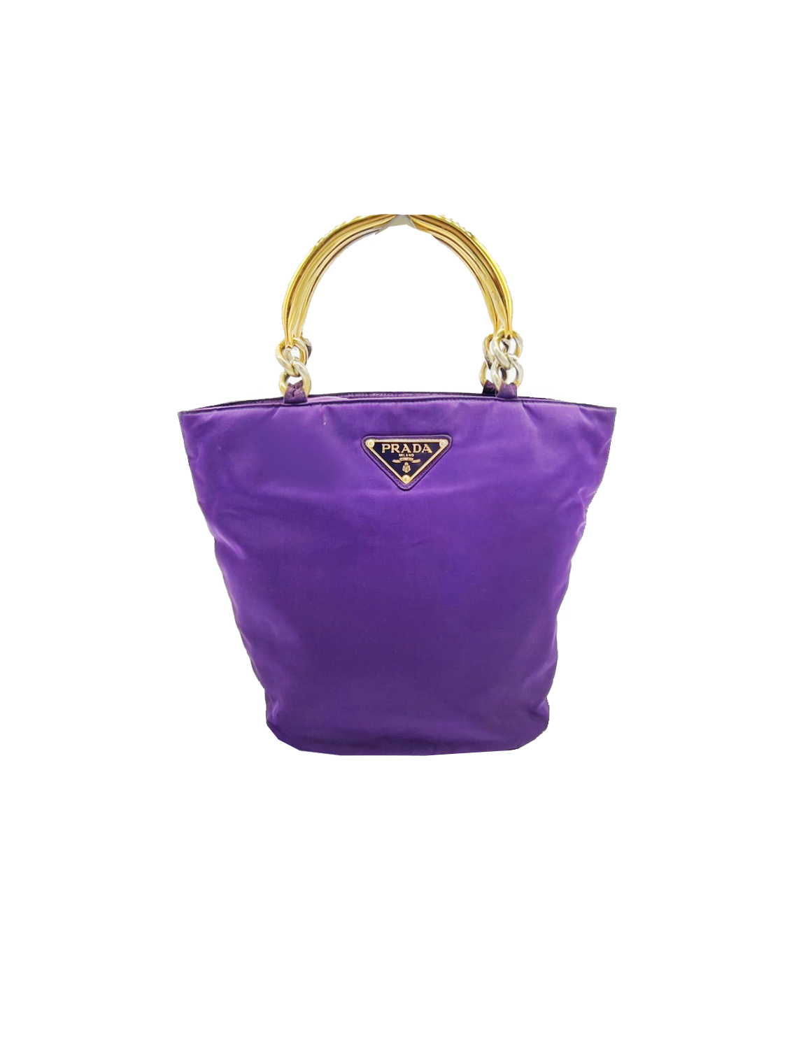 Prada 2000s Purple Nylon Bucket Gold Hardware Bag