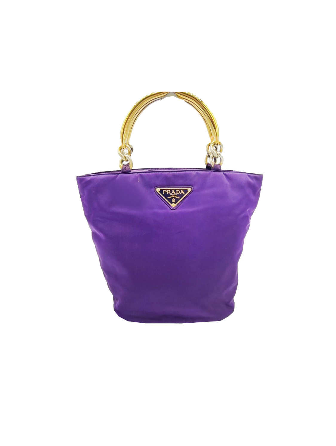 Prada 2000s Purple Nylon Bucket Gold Hardware Bag · INTO