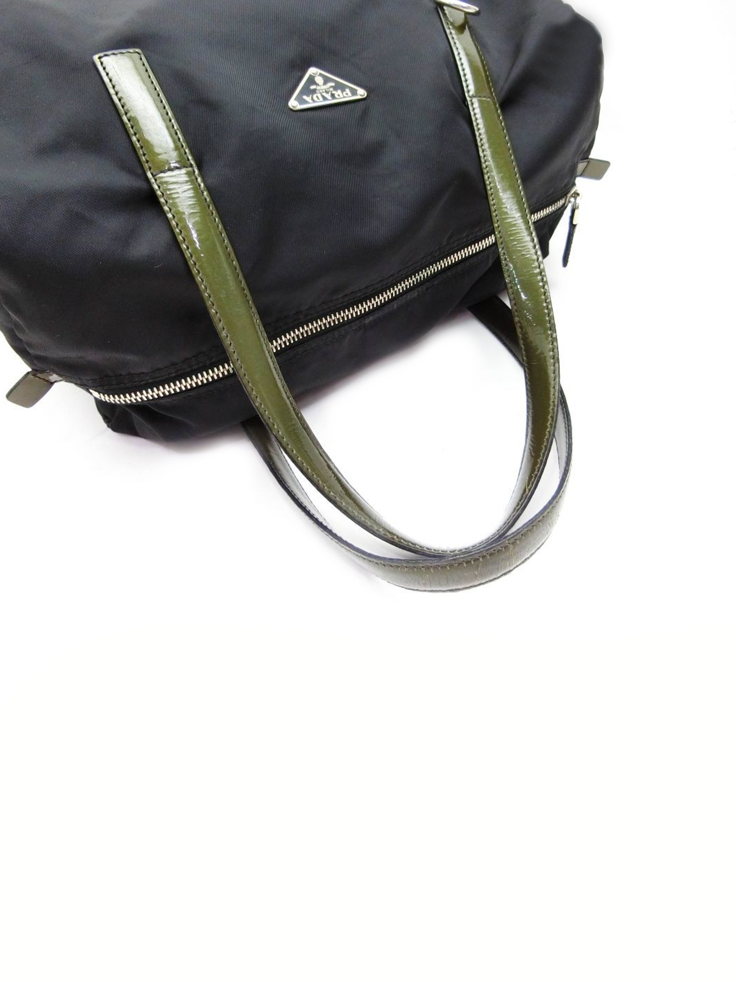 Prada 2000s Black Small Nylon Duffle Tote · INTO