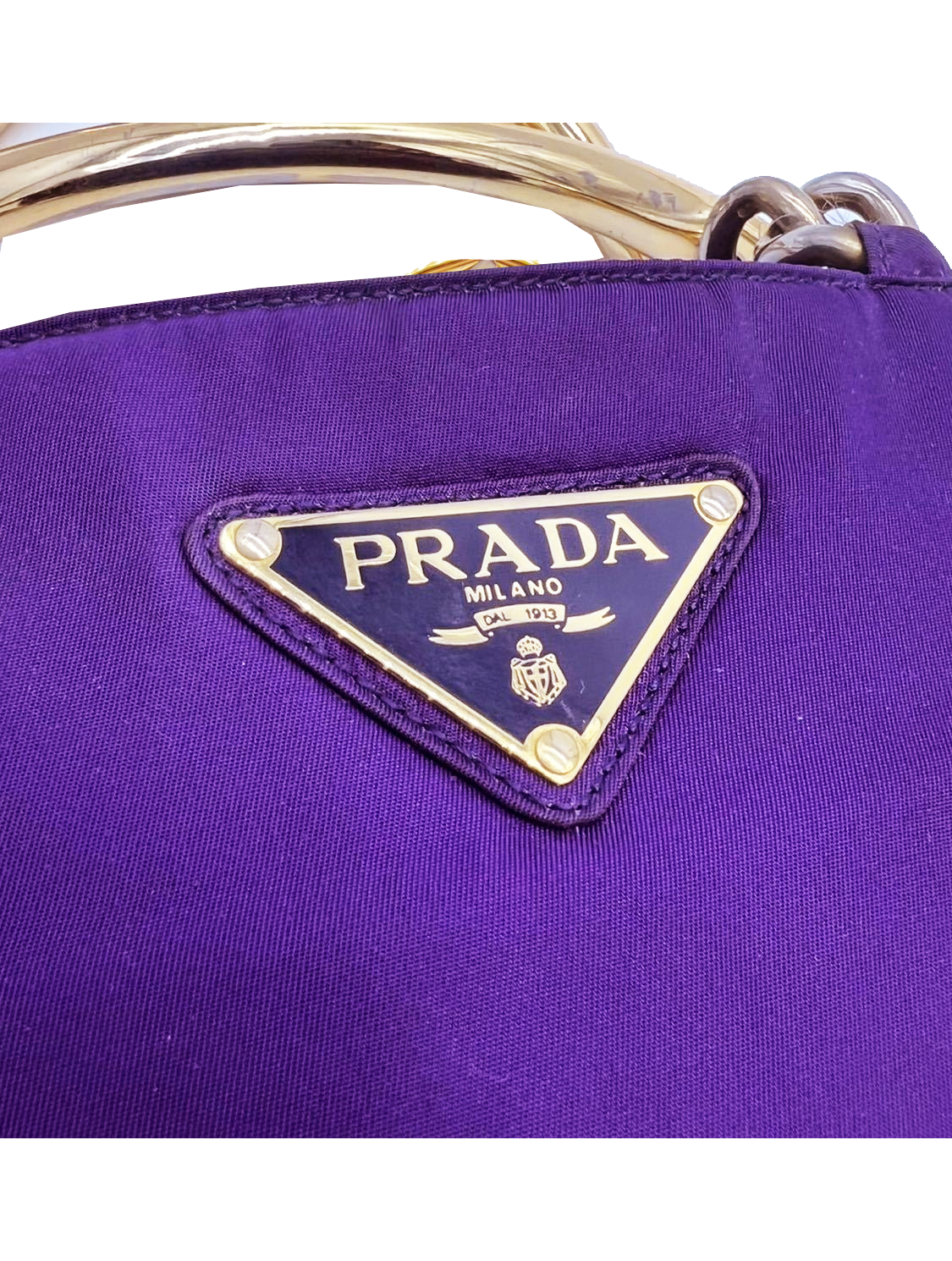 Prada 2000s Purple Nylon Bucket Gold Hardware Bag