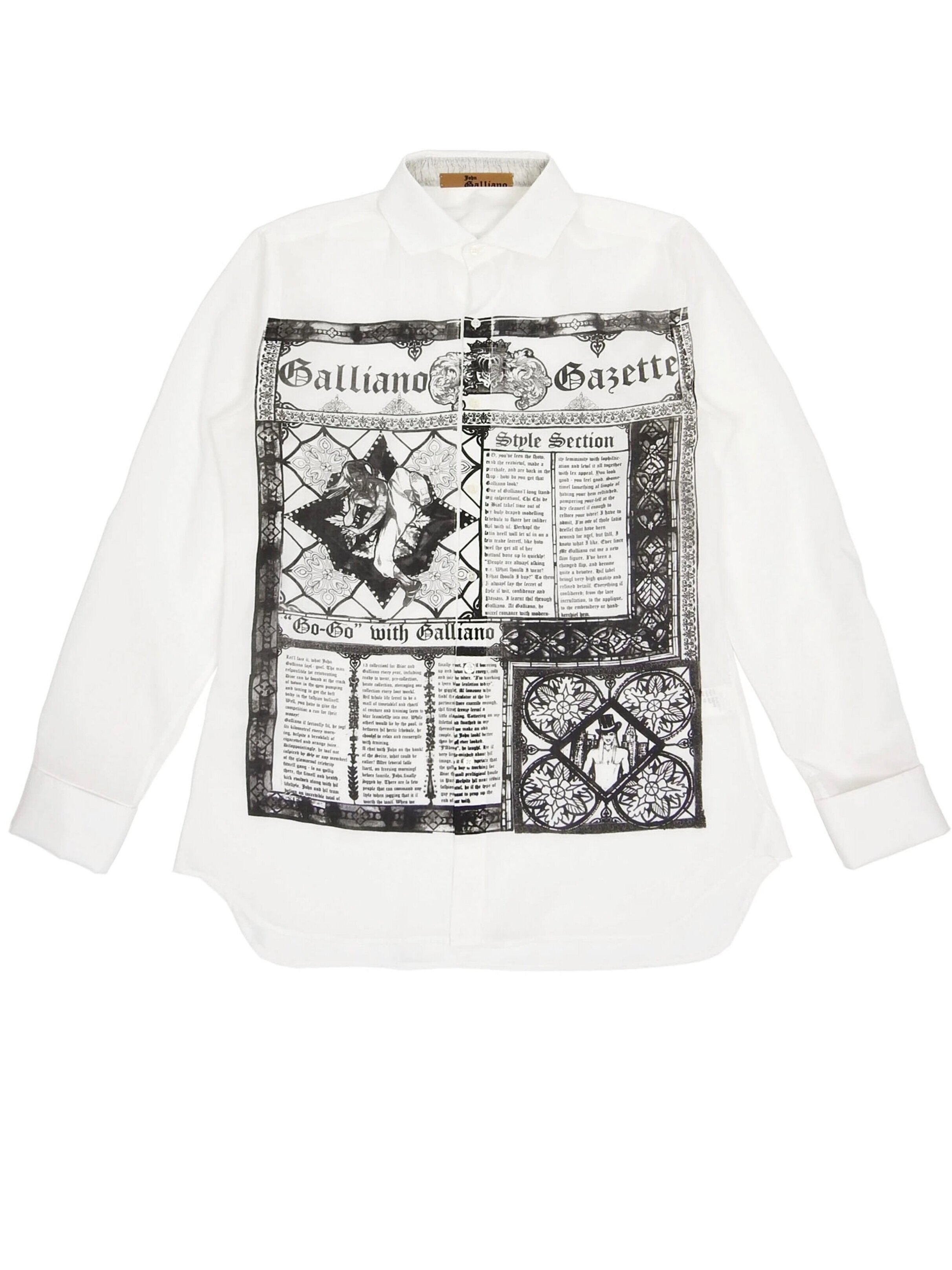 John Galliano 2000s Grey Gazette Longsleeve Shirt · INTO