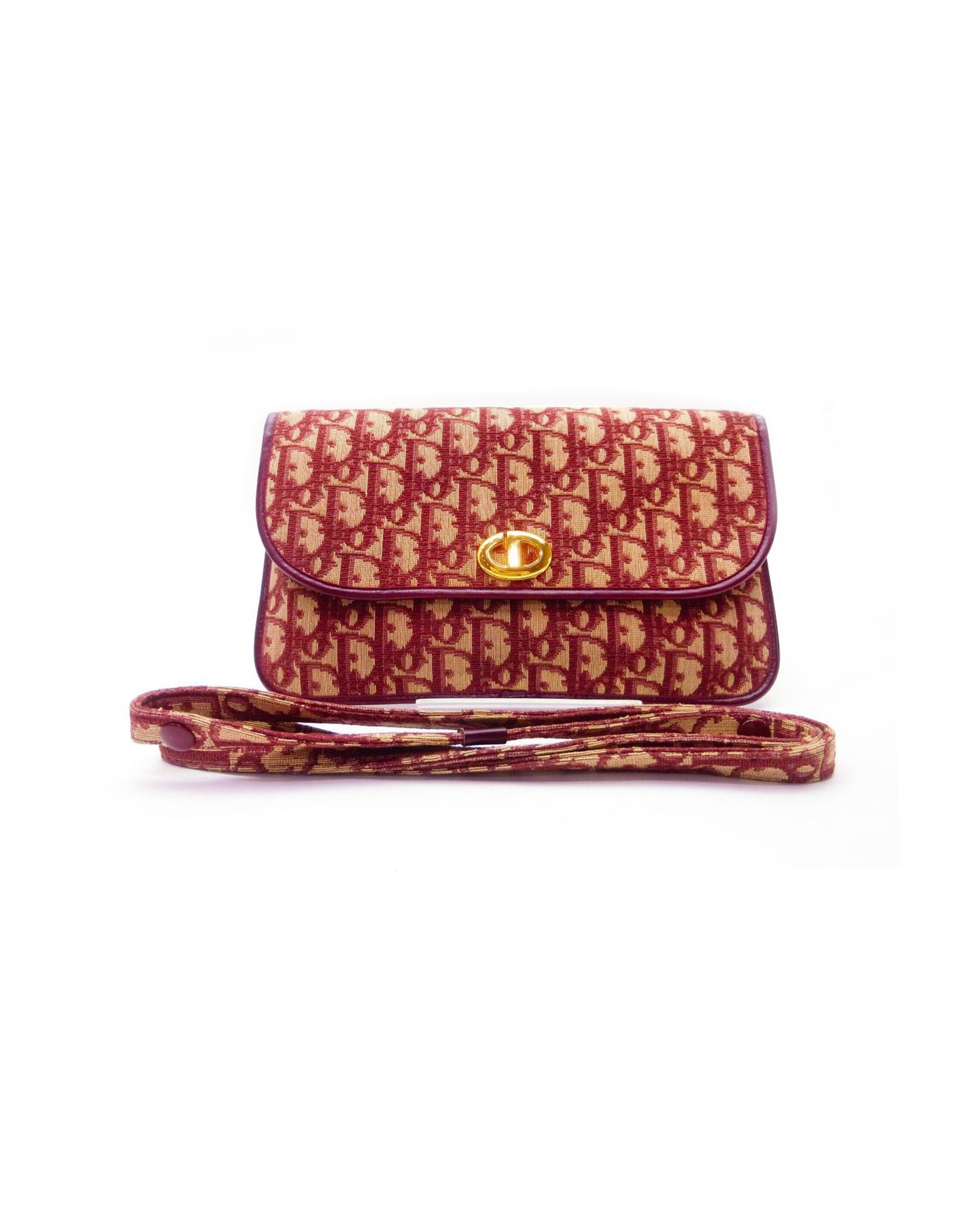 Christian Dior Trotter Canvas Mini Hand Bag pile Red Auth ki917