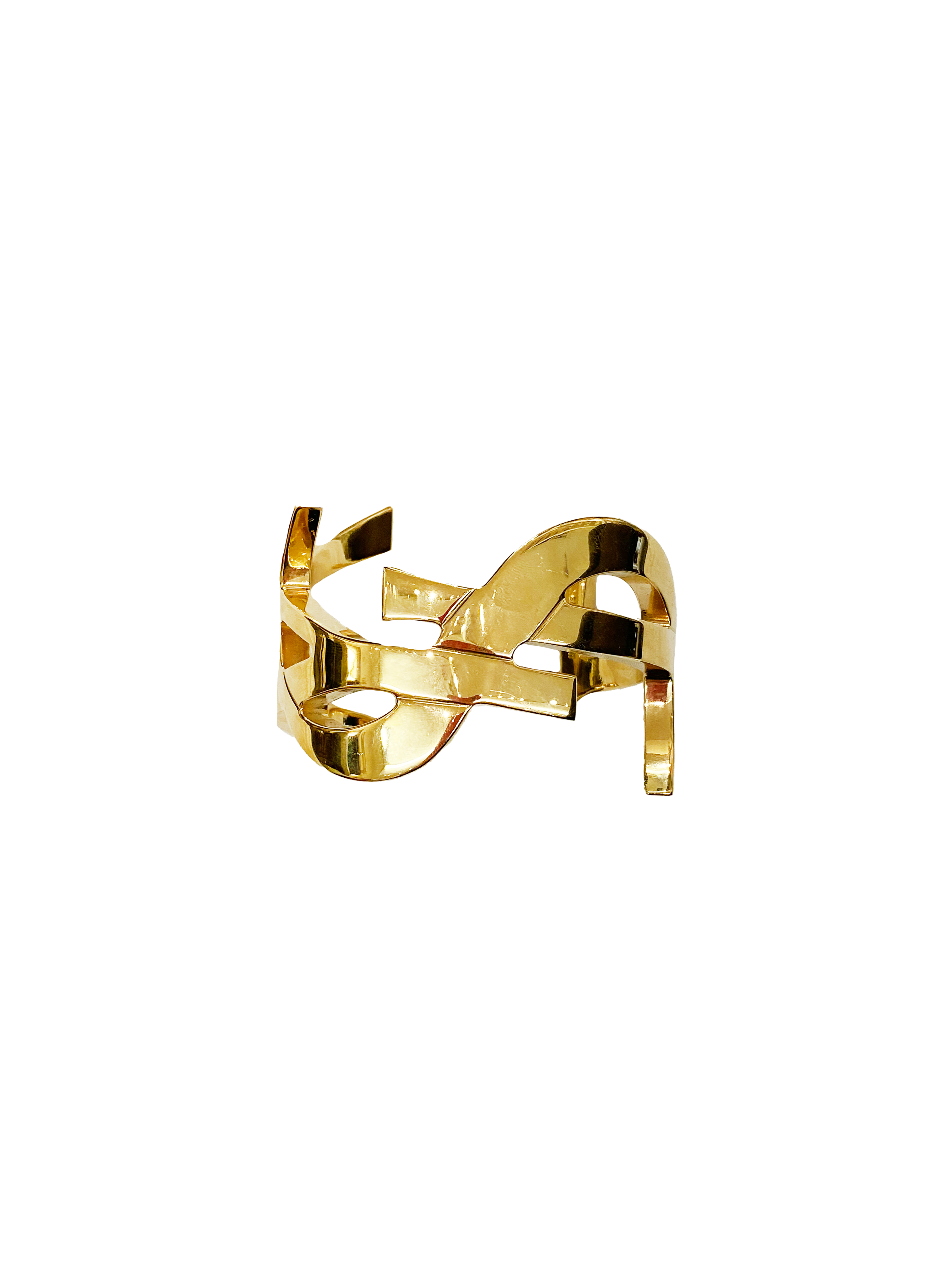 Saint Laurent 2010s Gold YSL Logo Cuff