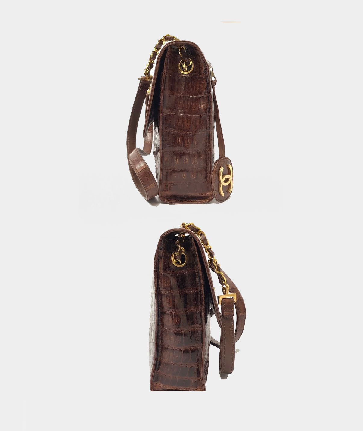 Giorgio Armani Crocodile Bucket Bag Brown Medium Shoulder Bag
