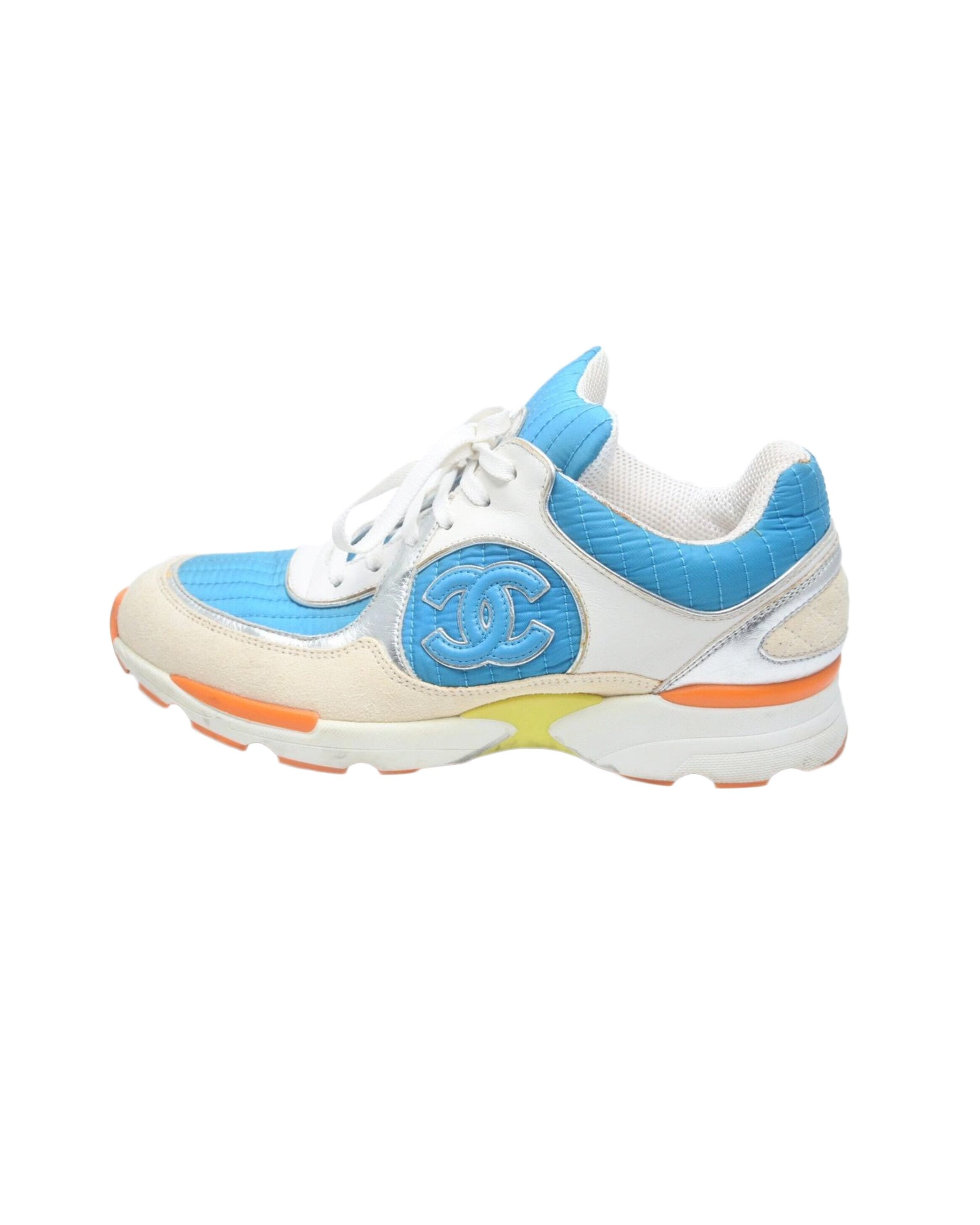Chanel 2010s Blue Stitched Multicolor Sneakers