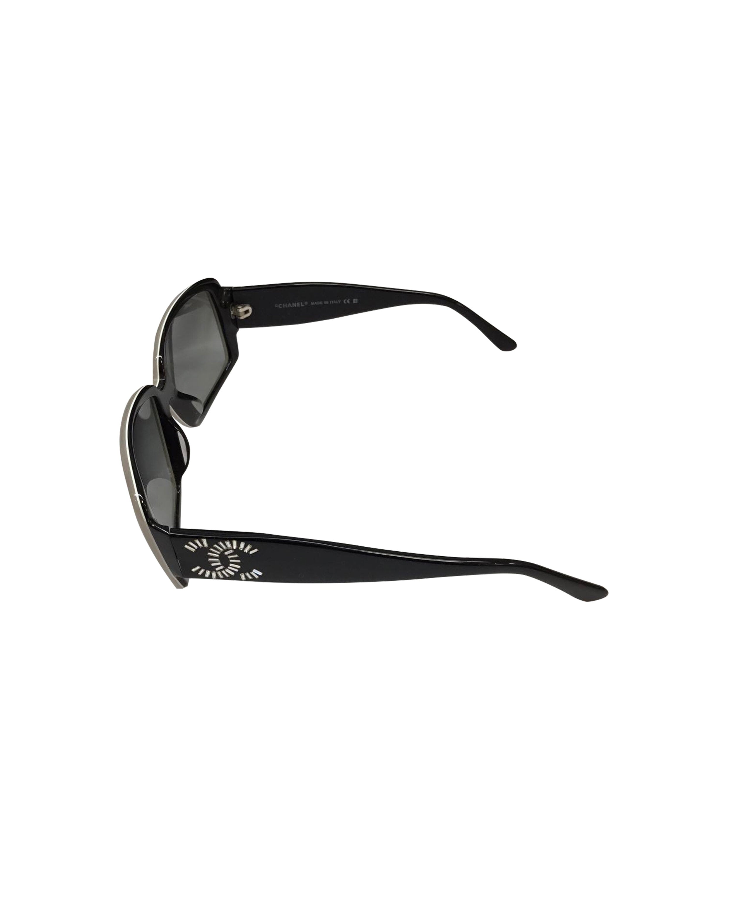 Chanel White and Black CC Sunglasses · INTO