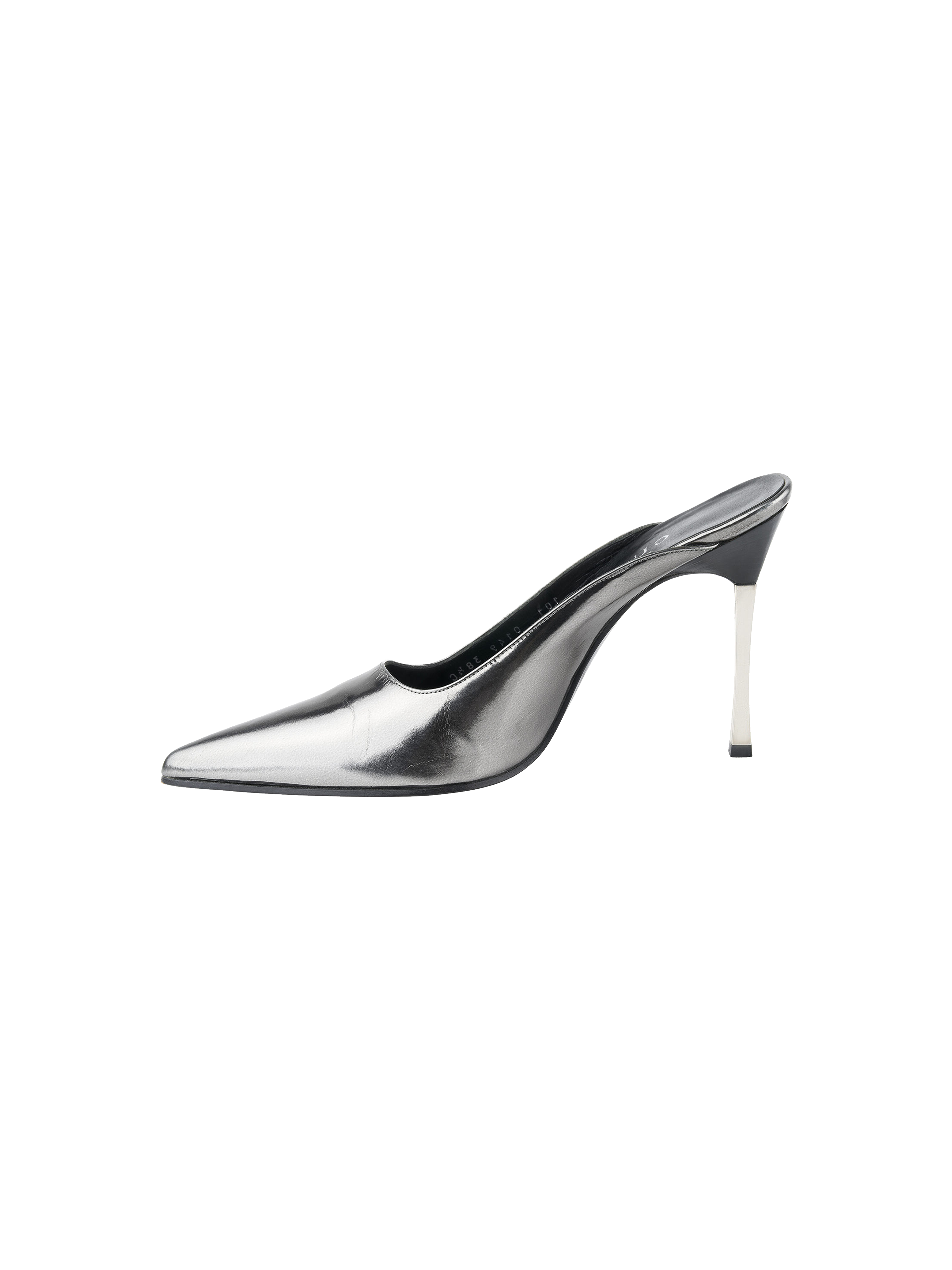 Gucci by Tom Ford Fall-Winter 1997 Silver Patent Leather Steel Stiletto Mules