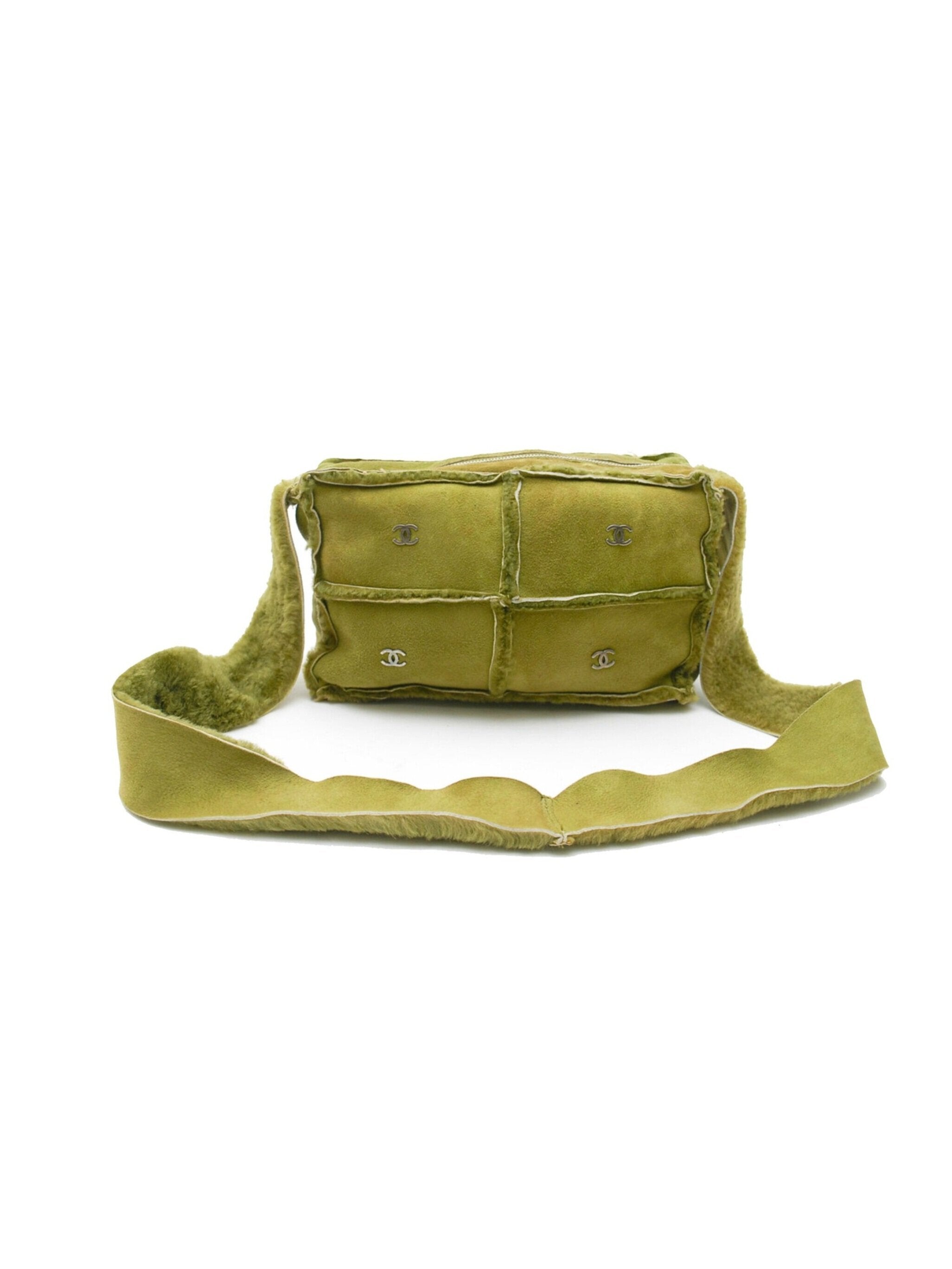 Chanel 2000s Green Suede Logo Shoulder Bag · INTO