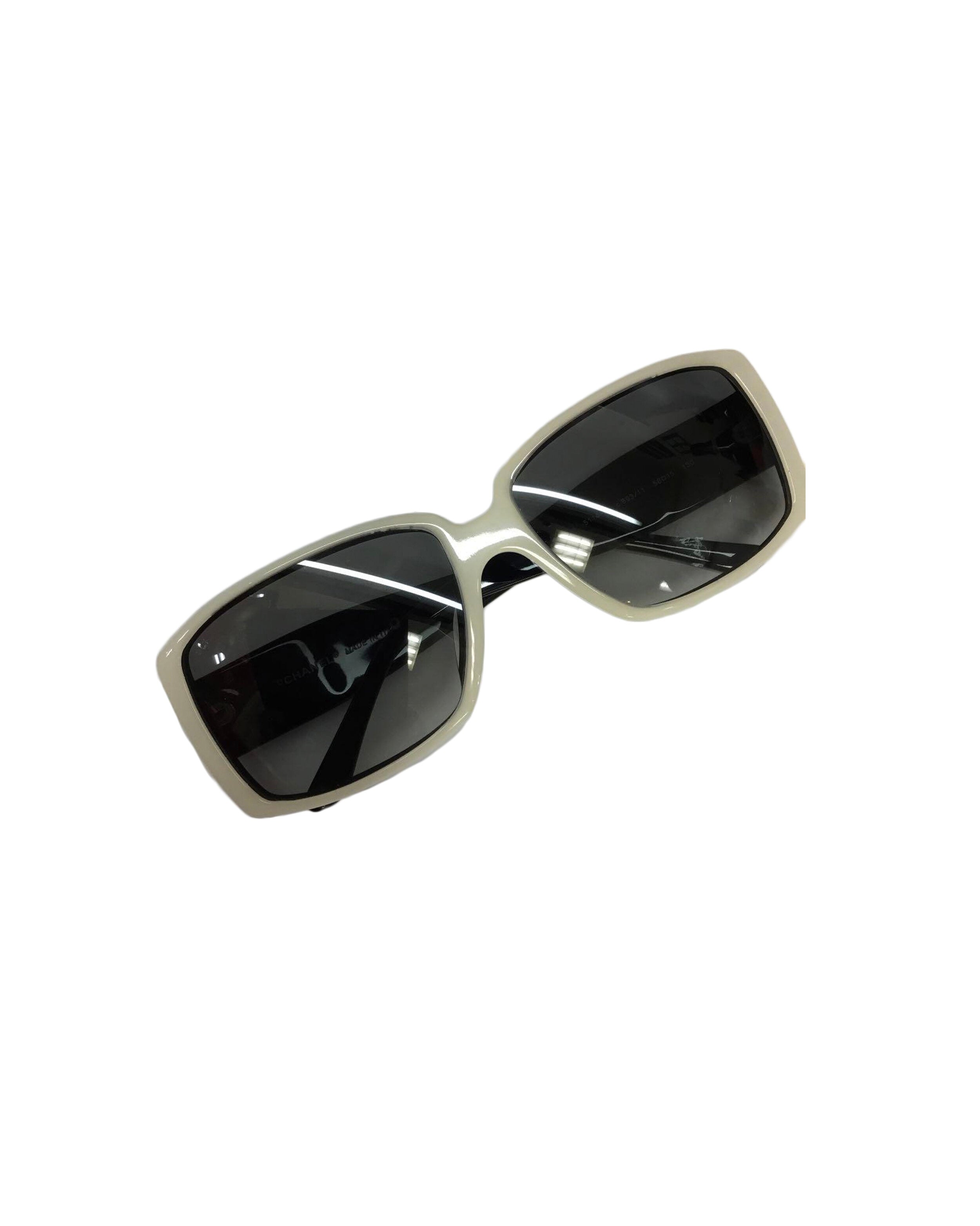 Chanel White and Black CC Sunglasses · INTO