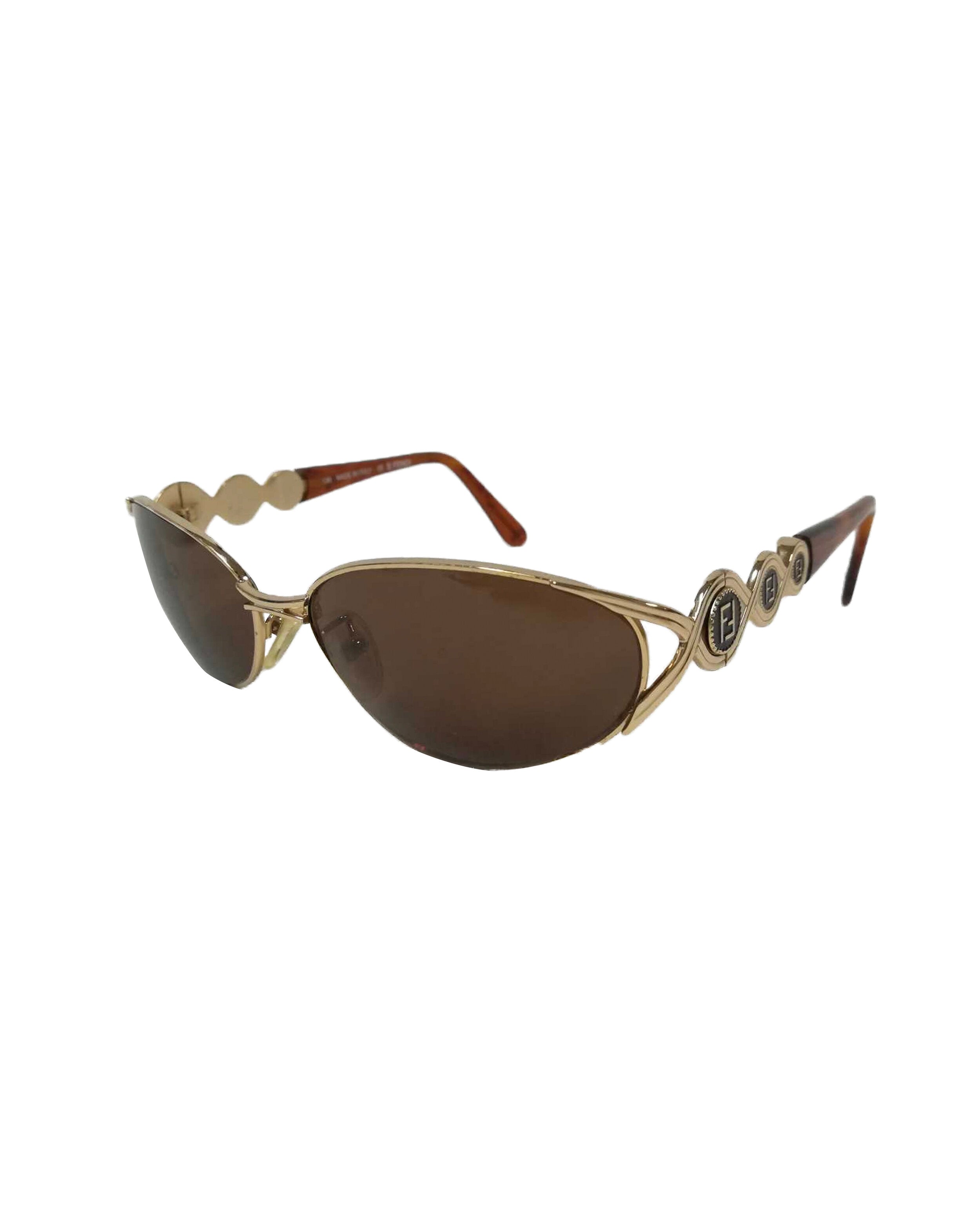 Fendi 2000s Logo Coin Gold Sunglasses