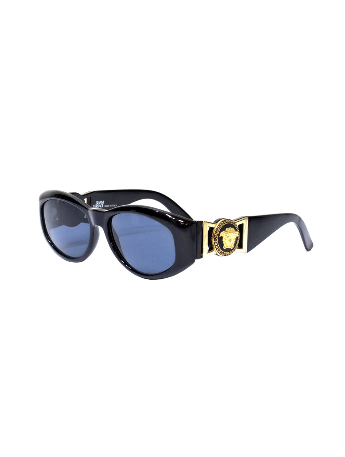 Gianni Versace 2000s Blue Tinted Gold Coin Sunglasses