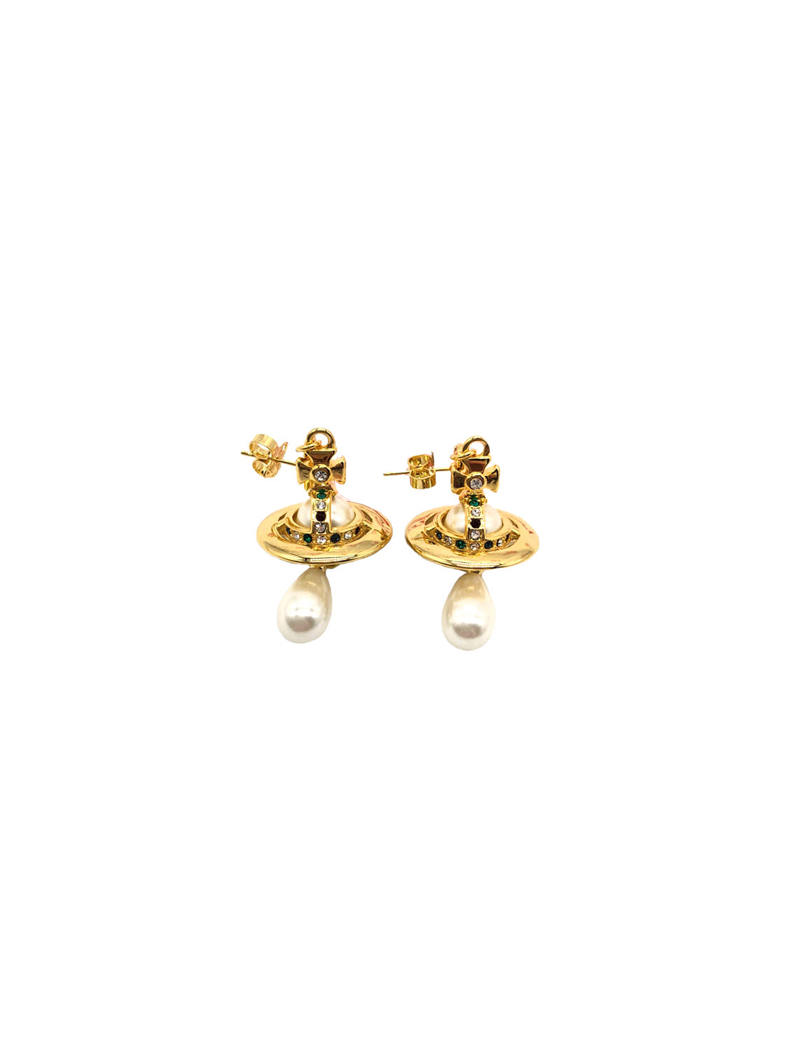 Vivienne Westwood 2000s Pearl Gold Drop Earrings