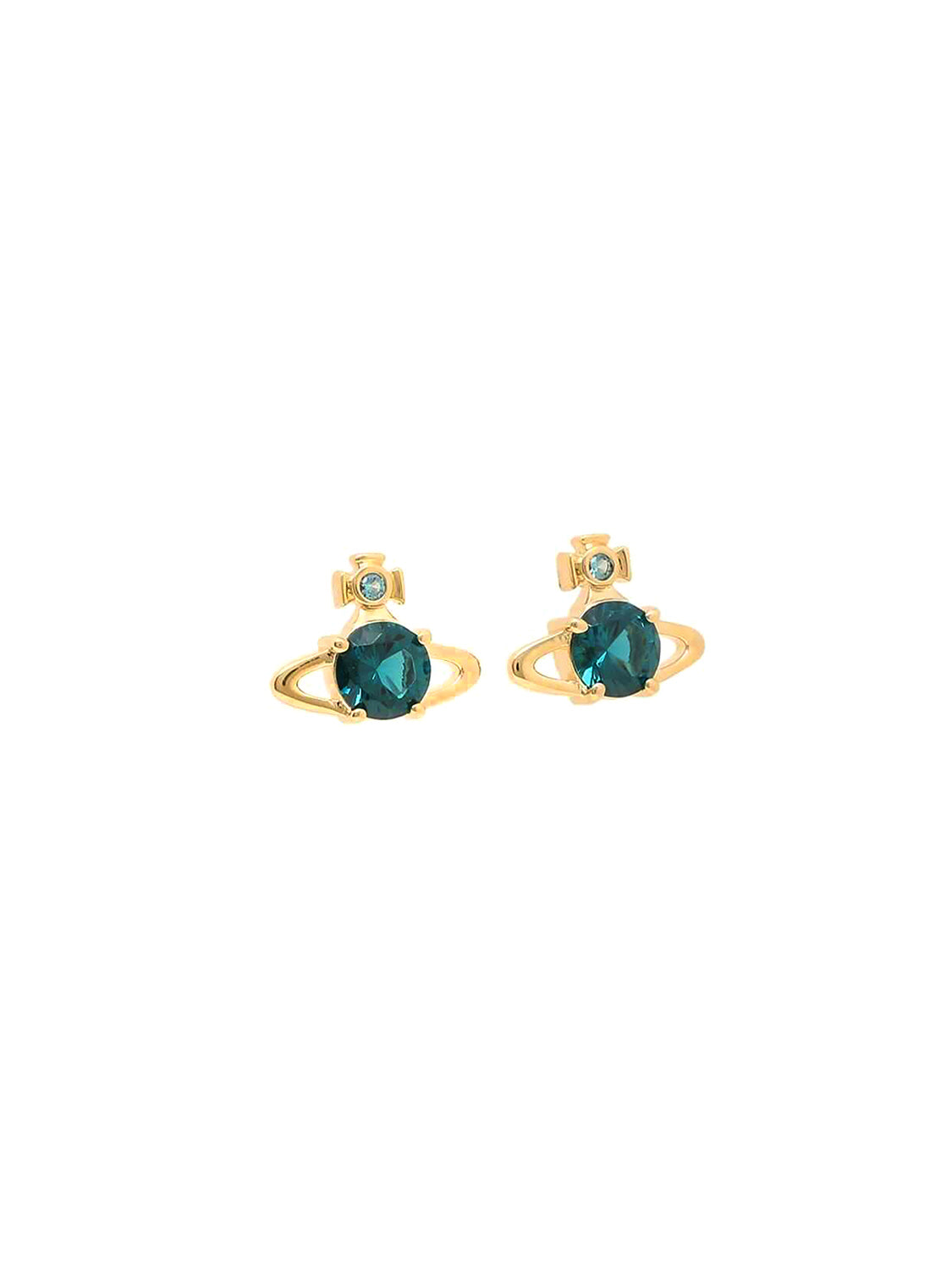 Vivienne Westwood 2010s Blue Gold Small Gem Earrings