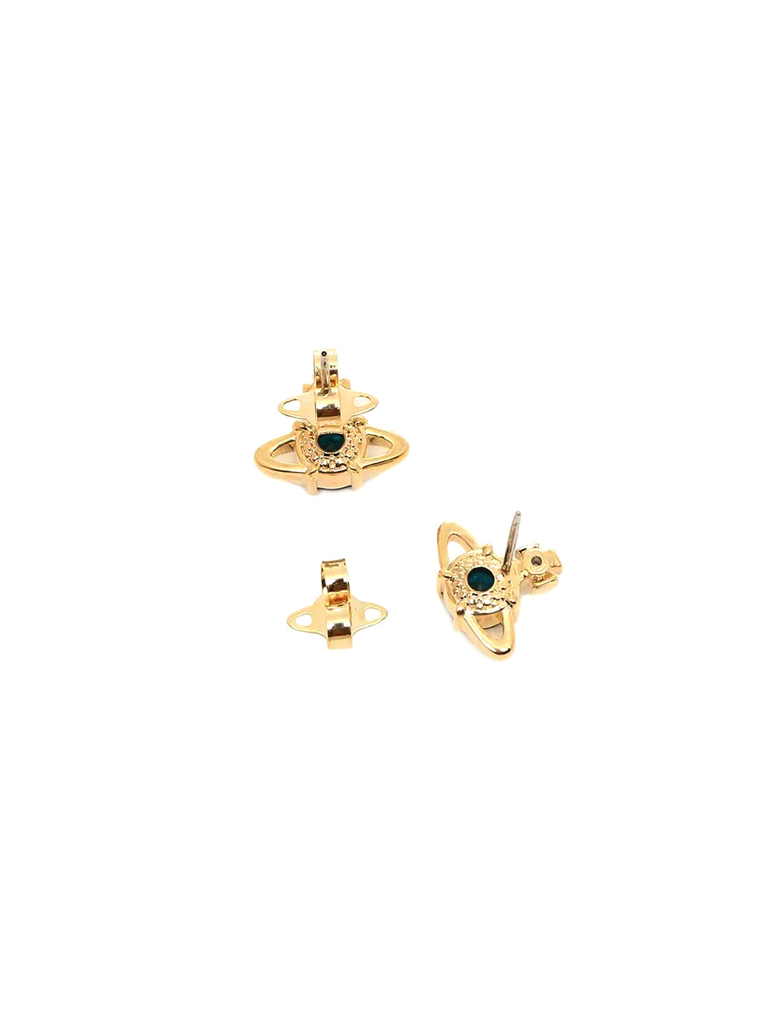 Vivienne Westwood 2010s Blue Gold Small Gem Earrings