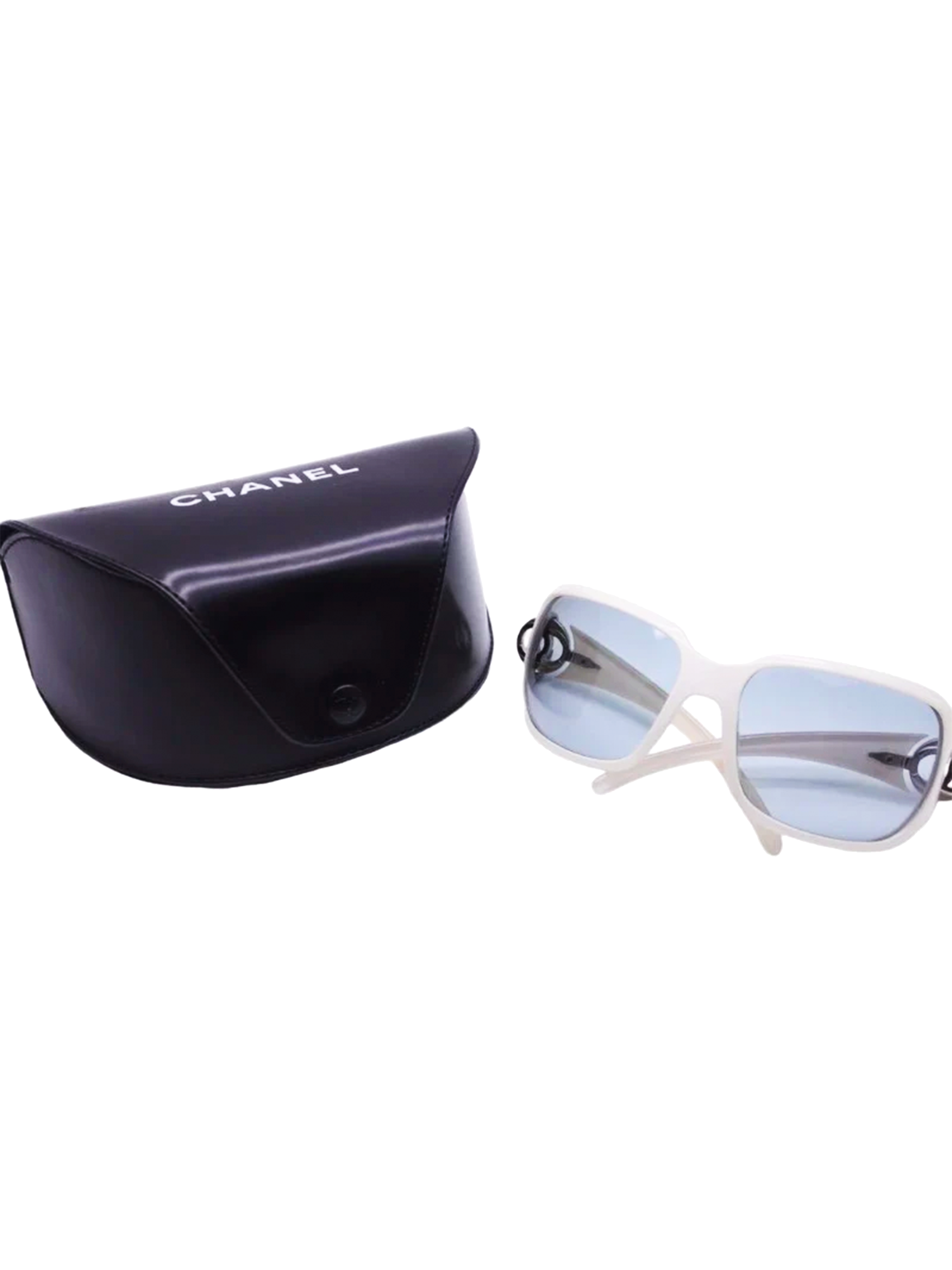 Chanel 2000s Black and Purple Rare Visor Sunglasses · INTO