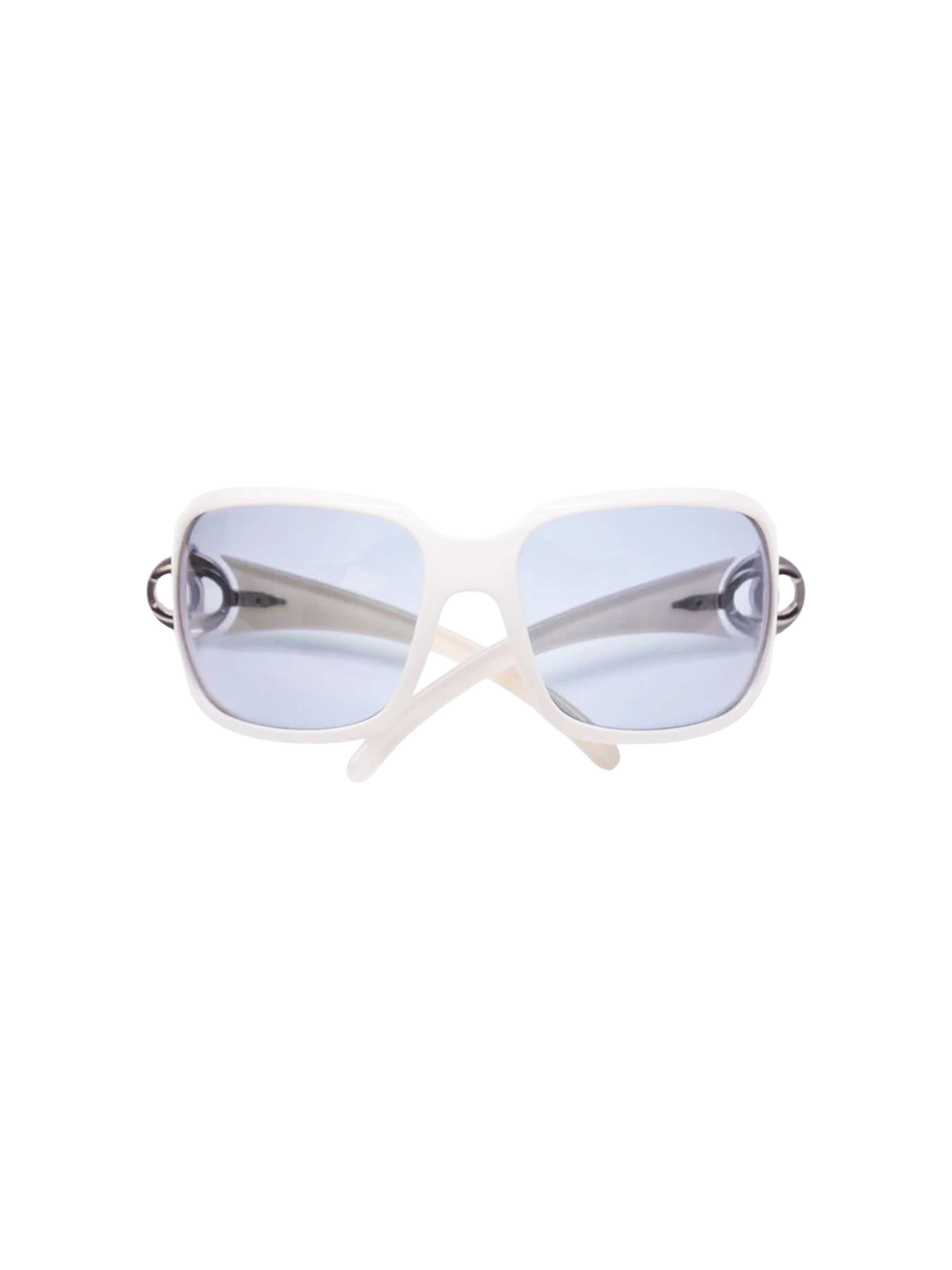 Chanel 2000s Blue Tinted Frameless CC Sunglasses · INTO