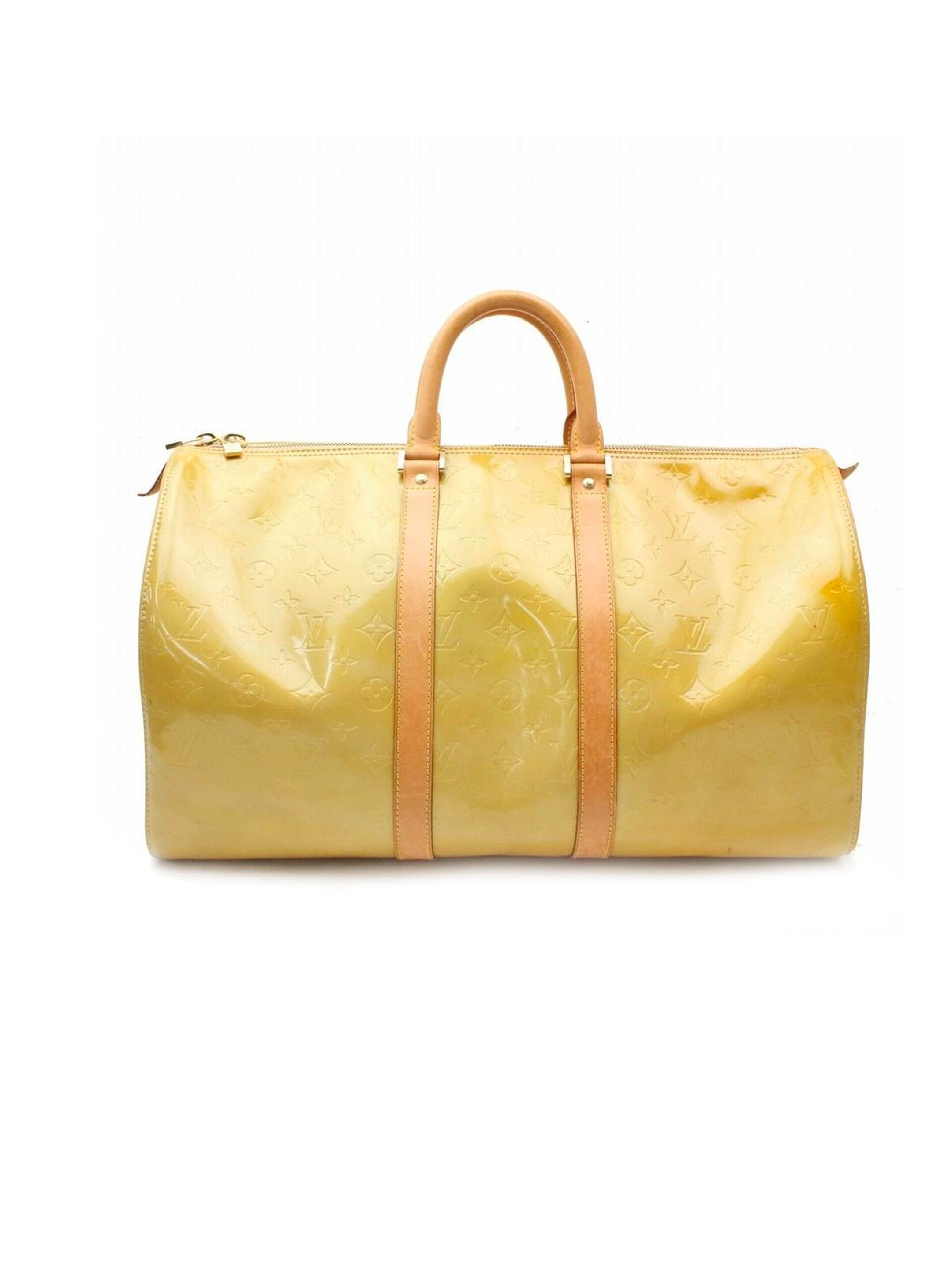 LOUIS VUITTON Keepall 45 Vernis Travel Bag Yellow
