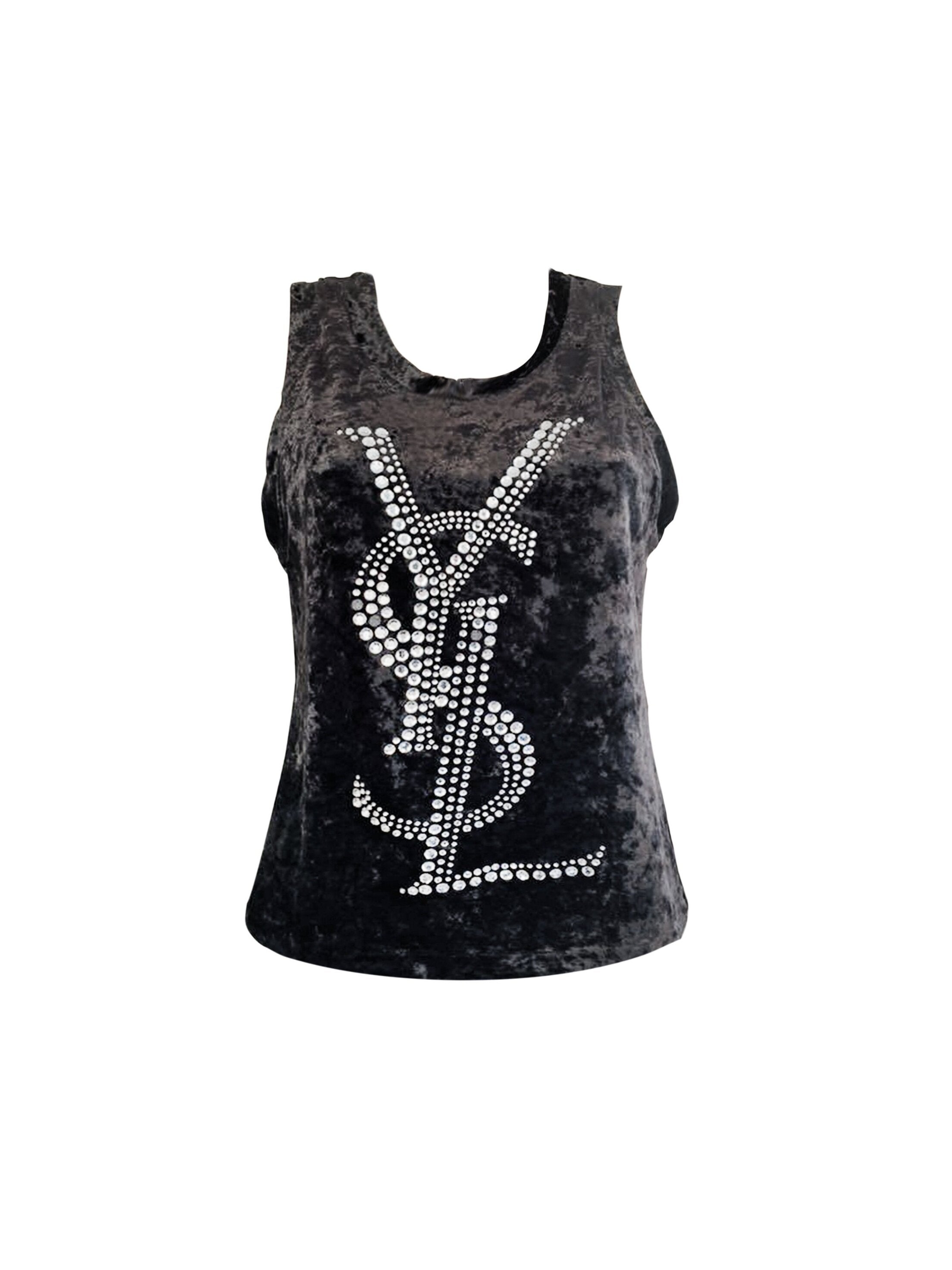 Yves Saint Laurent 1990s Rhinestone Velvet Tank