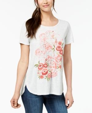 Lucky Brand - Floral Print Scoop Neck T-Shirt