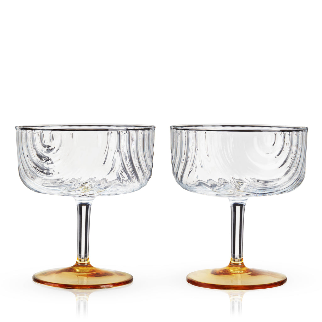 Raye Crystal Champagne Flutes (Set of 2) by Viski - Coaltrain Fine