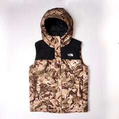 the north face camo doen vest
