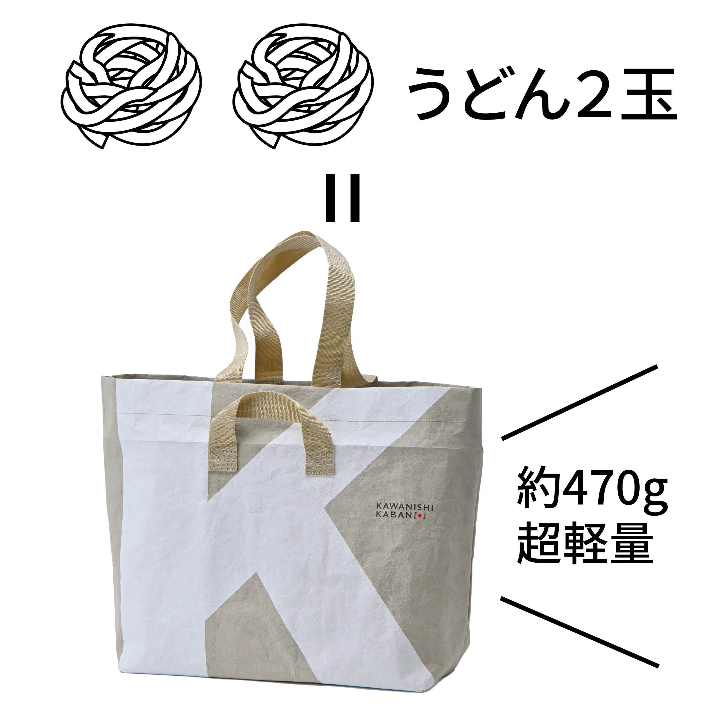 超軽量 カワニシカバンロゴ入りウォッシャブルペーパートート