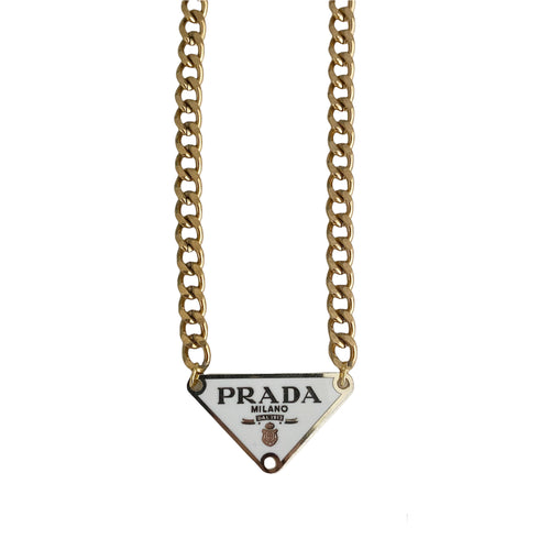 Prada Blue Heart Gold Pearl Necklace – Reluxe Vintage