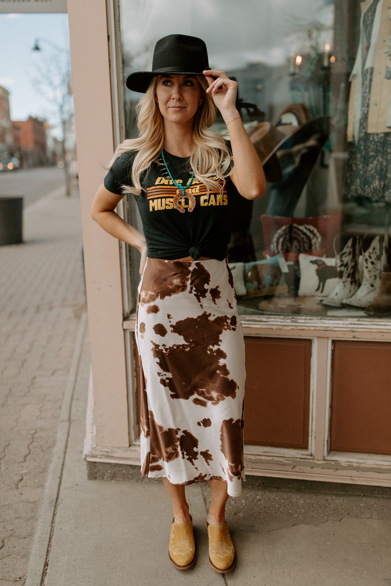 Satin Leopard Print Midi Skirt - Cody and Sioux