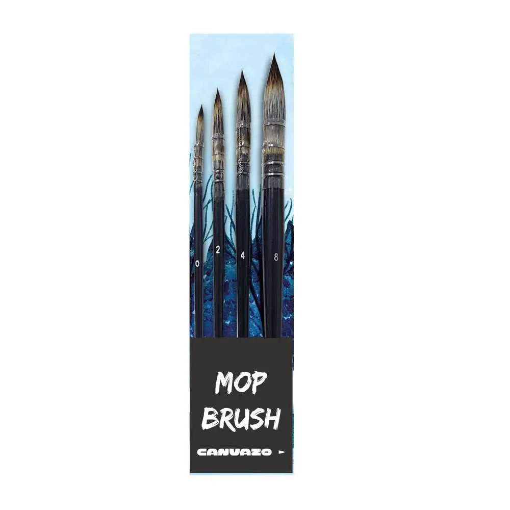 Brustro Artists Natural Hair Mop Brush Set Of 4 - Canvazo