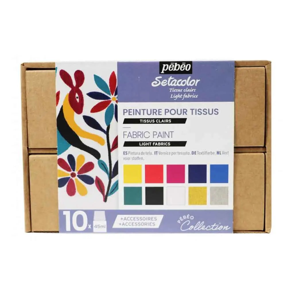 Pebeo SETACOLOR GLITTER Permanent Fabric Paint Assorted Colour Set