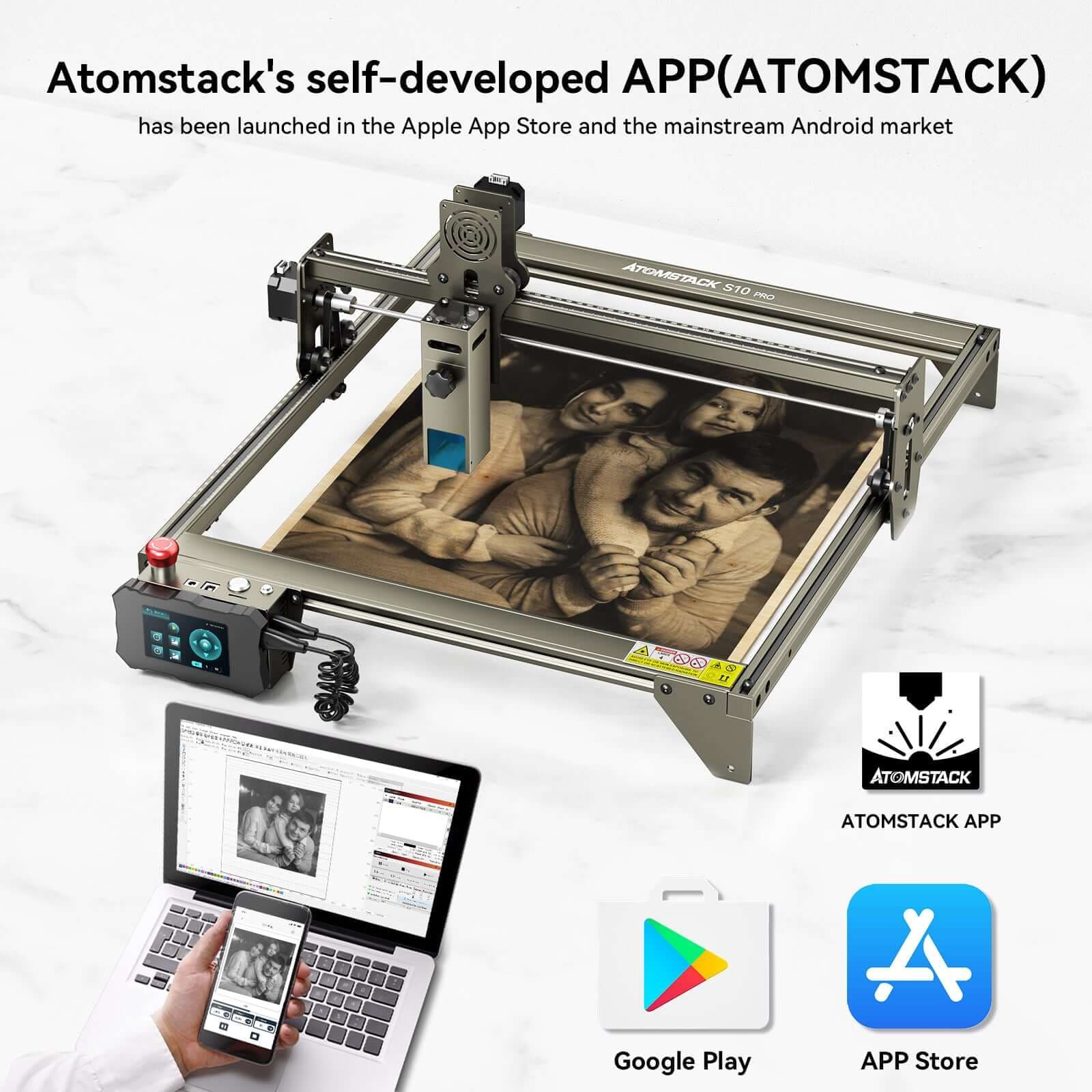  ATOMSTACK A5 Pro Laser Engraver, 40W Laser Engraving Cutting  Machine for Wood, 5W-5.5W Output Power, Compressed Spot CNC Carving DIY  Laser Master, Eye Protection Fixed-Focus, 400x410mm