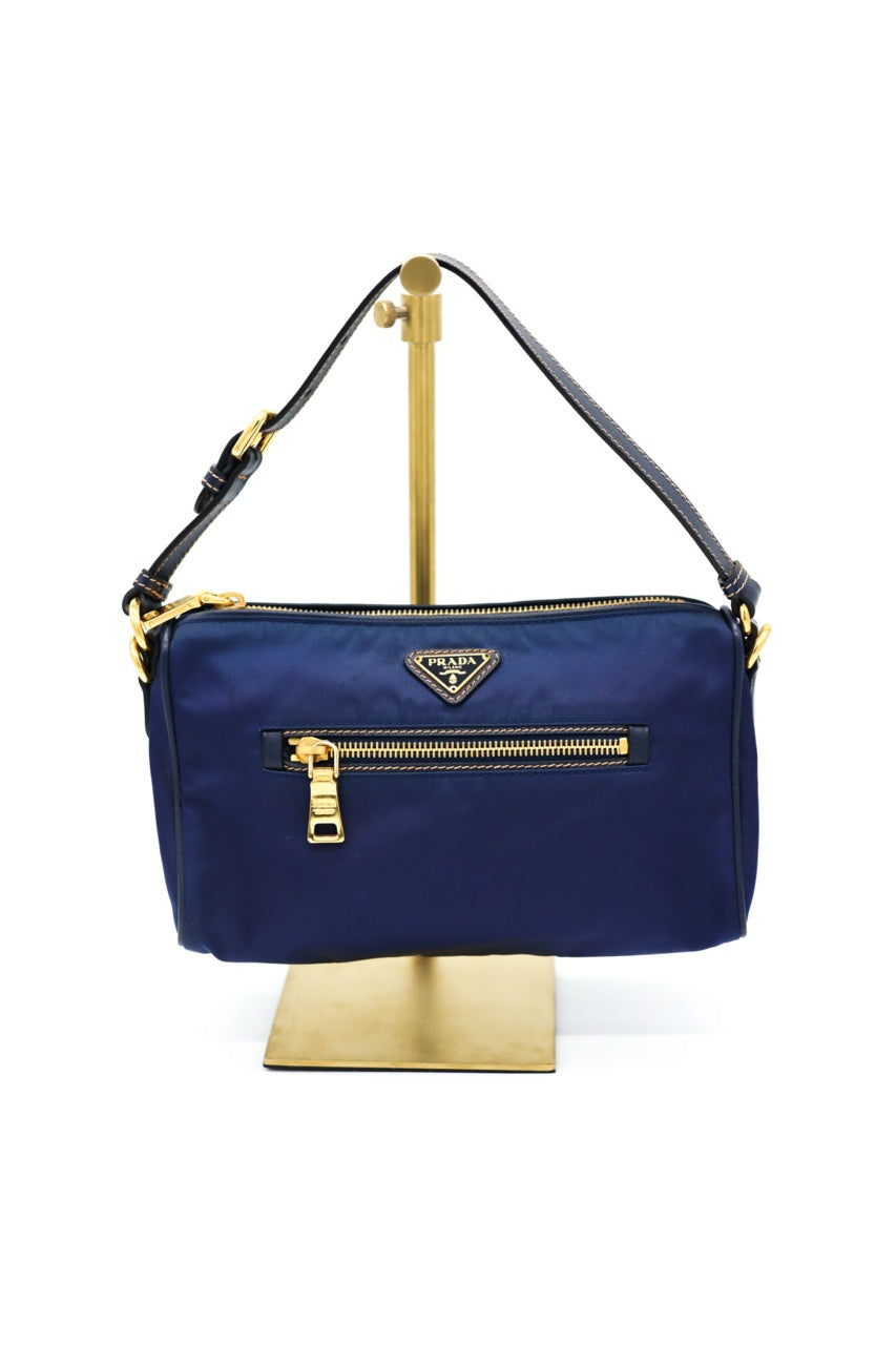 Prada Dark Blue Tessuto Baguette with Saffiano Leather – TheRarityBoutique