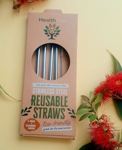 4 PK Stainless Steel Straw With Cleaning Brush 