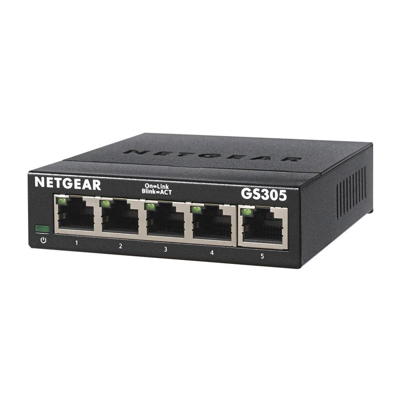 NETGEAR GS305 5-Port Gigabit Ethernet Unmanaged Switch - Desktop, Sturdy Metal Fanless Housing, Grey