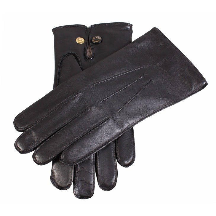 fur lined leather gloves mens black