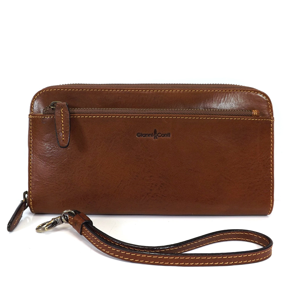 Gianni Conti Leather Wrist Bag / Large Wallet Purse - Style: 912209 ...
