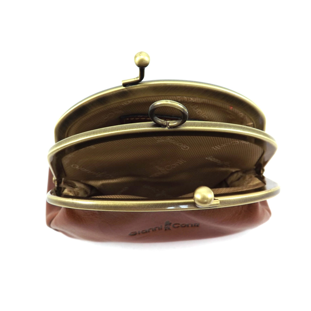 Gianni Conti Purse - Leather Clip Top Change Purse - Tan - Style: 9180 ...